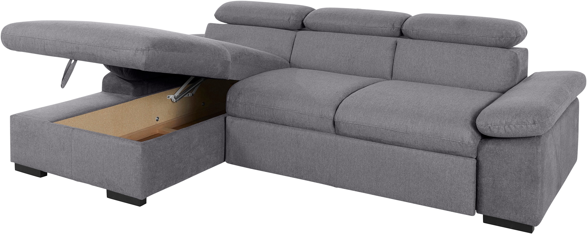 COTTA Ecksofa »Lola L-Form mit Kopfteilfunktion & Hocker«, (Set, mit Hocker), wahlweise mit Bettfunktion, Bettkasten & Armteilverstellung