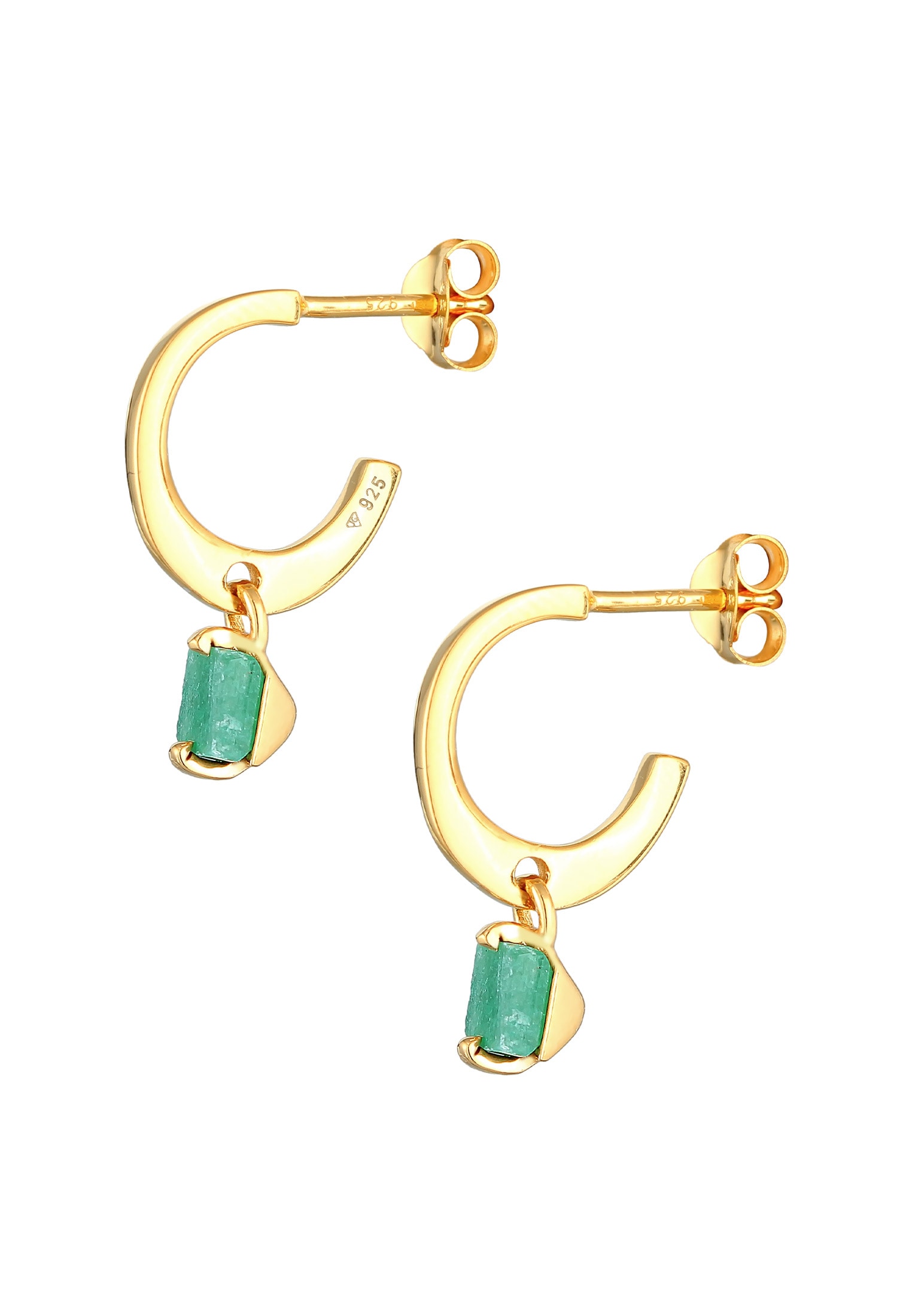 Elli Premium Paar Creolen »Ohrringe Creolen Stecker Jade Pyramide 925 Silber vergoldet«