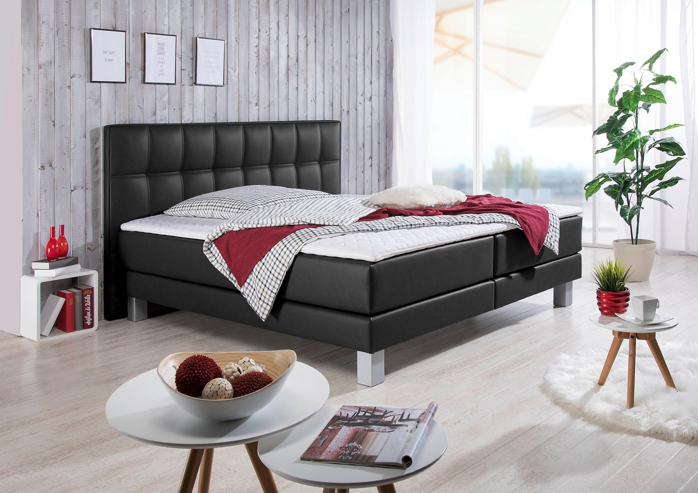 Home affaire Boxspringbett »Tavira« in 4 Breiten, 4 Farben und 3 Matratzenarten, incl. Topper