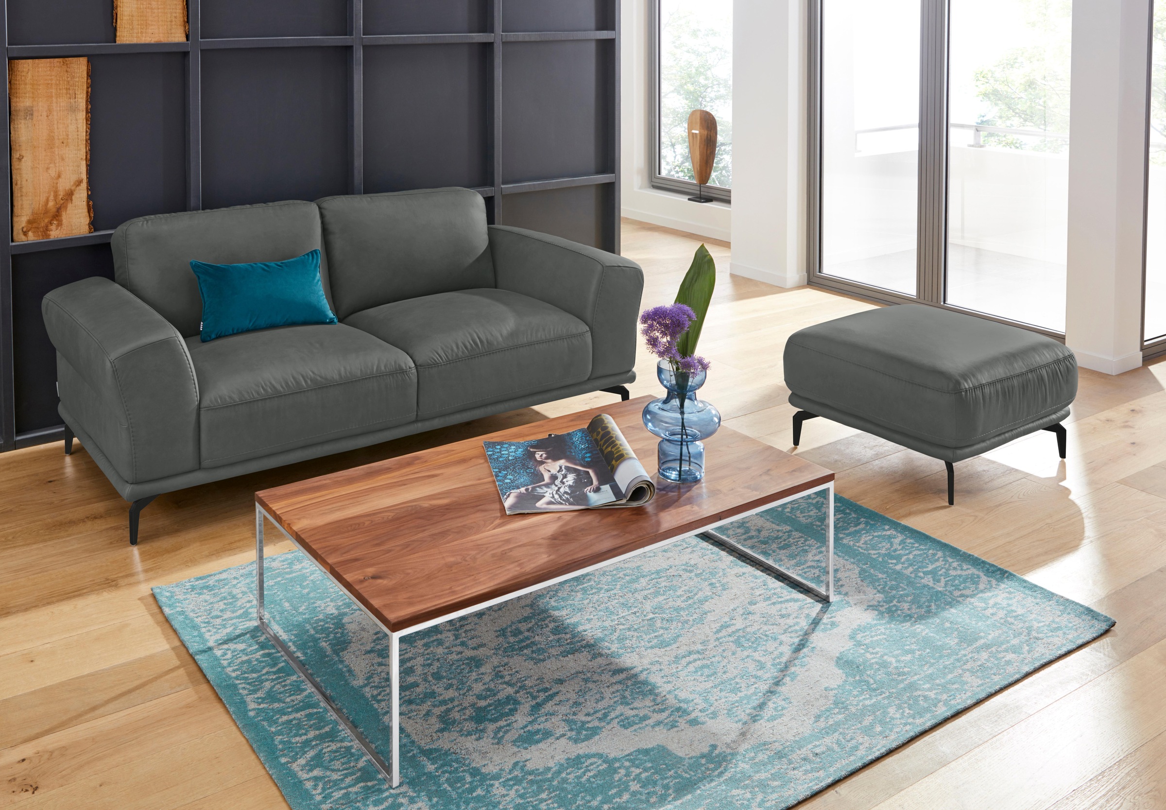 W.SCHILLIG Hocker »montanaa«, mit Metallfüßen in Schwarz pulverbeschichtet, Breite 71 cm
