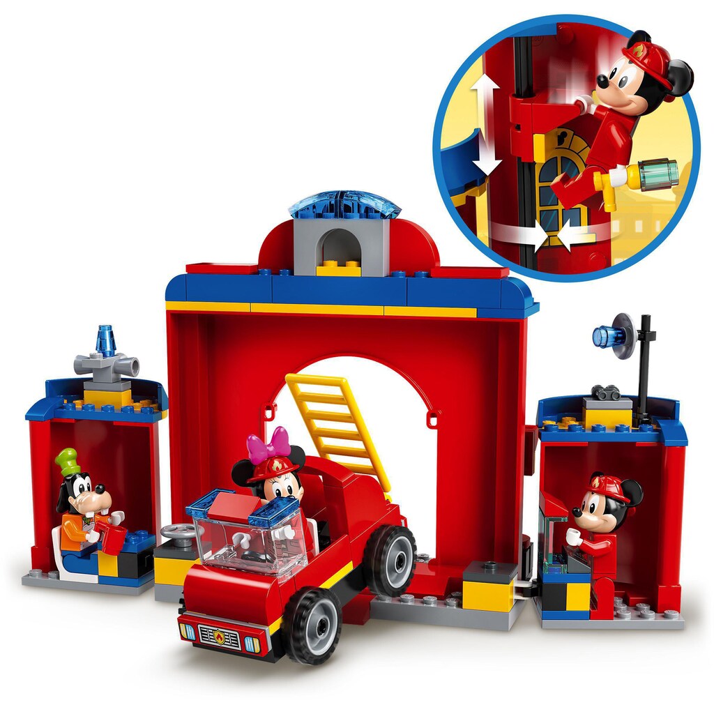 LEGO® Konstruktionsspielsteine »Mickys Feuerwehrstation und Feuerwehrauto (10776)«, (144 St.), LEGO® Mickey & Friends