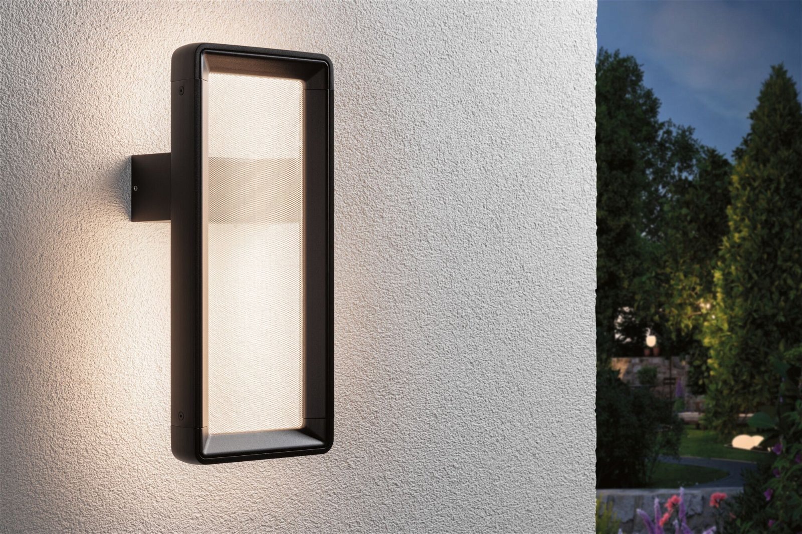Paulmann LED Außen-Wandleuchte »Reana IP44 176x107mm 3000K 2x3W 2x130lm 230V Anthrazit Metall«, 2 flammig, Bewegungsmelder mit Hochfrequenz-Sensor