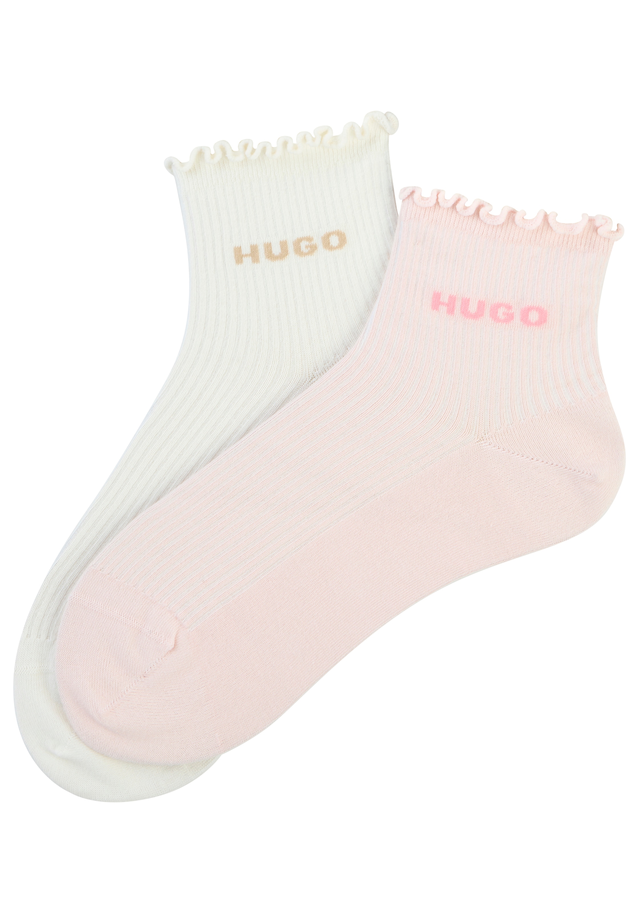 HUGO Underwear Kurzsocken mit gewellter Kante, Rippstruktur