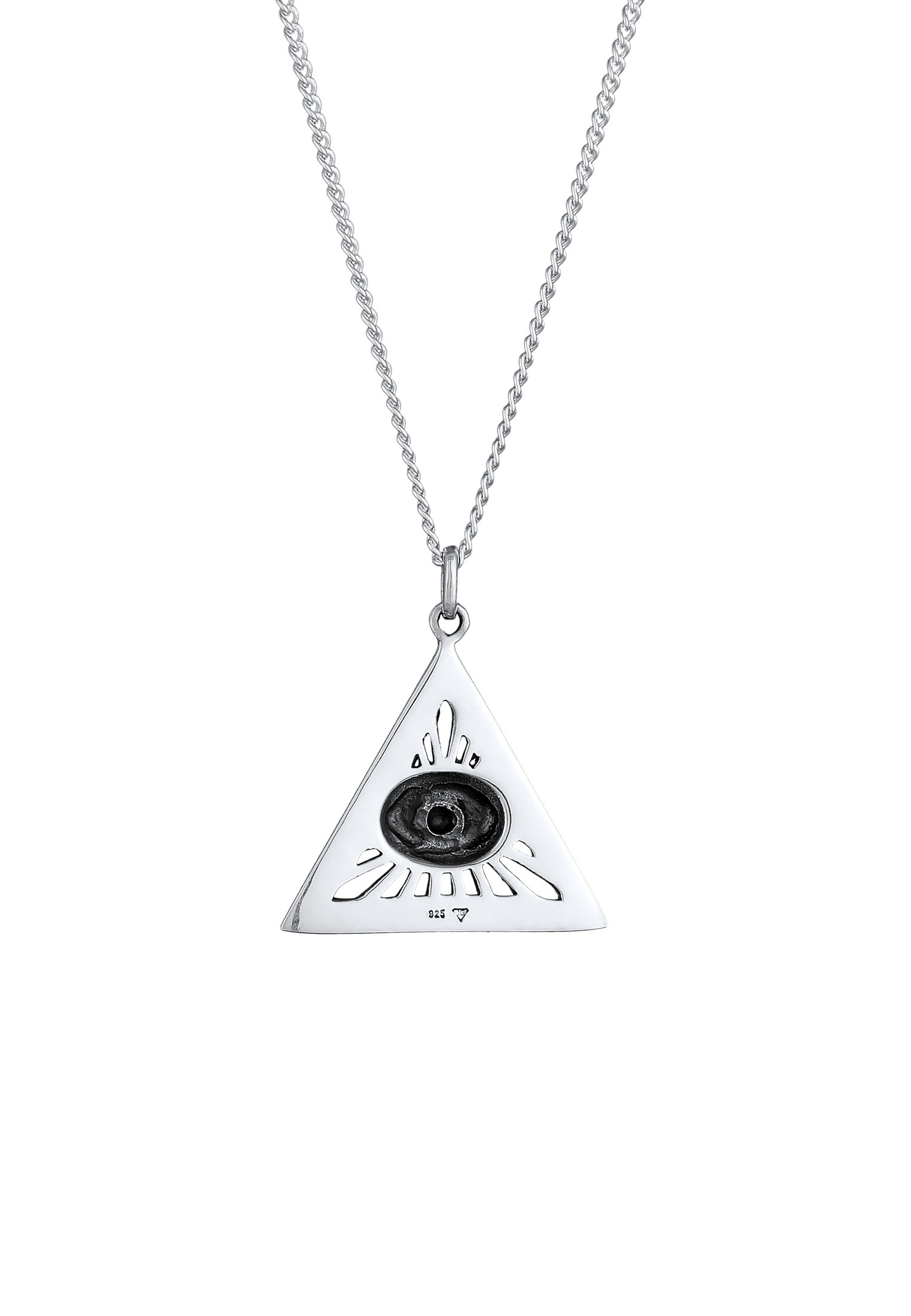 Kuzzoi Lange Kette »Halskette Herren Evil Eye Dreieck 925 Sterling Silber«