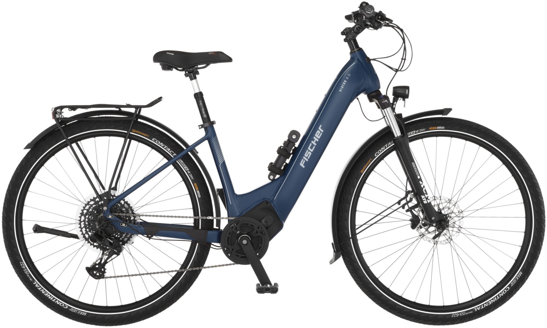 FISCHER Fahrrad E-Bike »VIATOR 8.0i Damen 43«, 12 Gang, SRAM, Eagle SX, Mittelmotor 250 W, (mit Faltschloss), Pedelec, Elektrofahrrad für Damen u. Herren