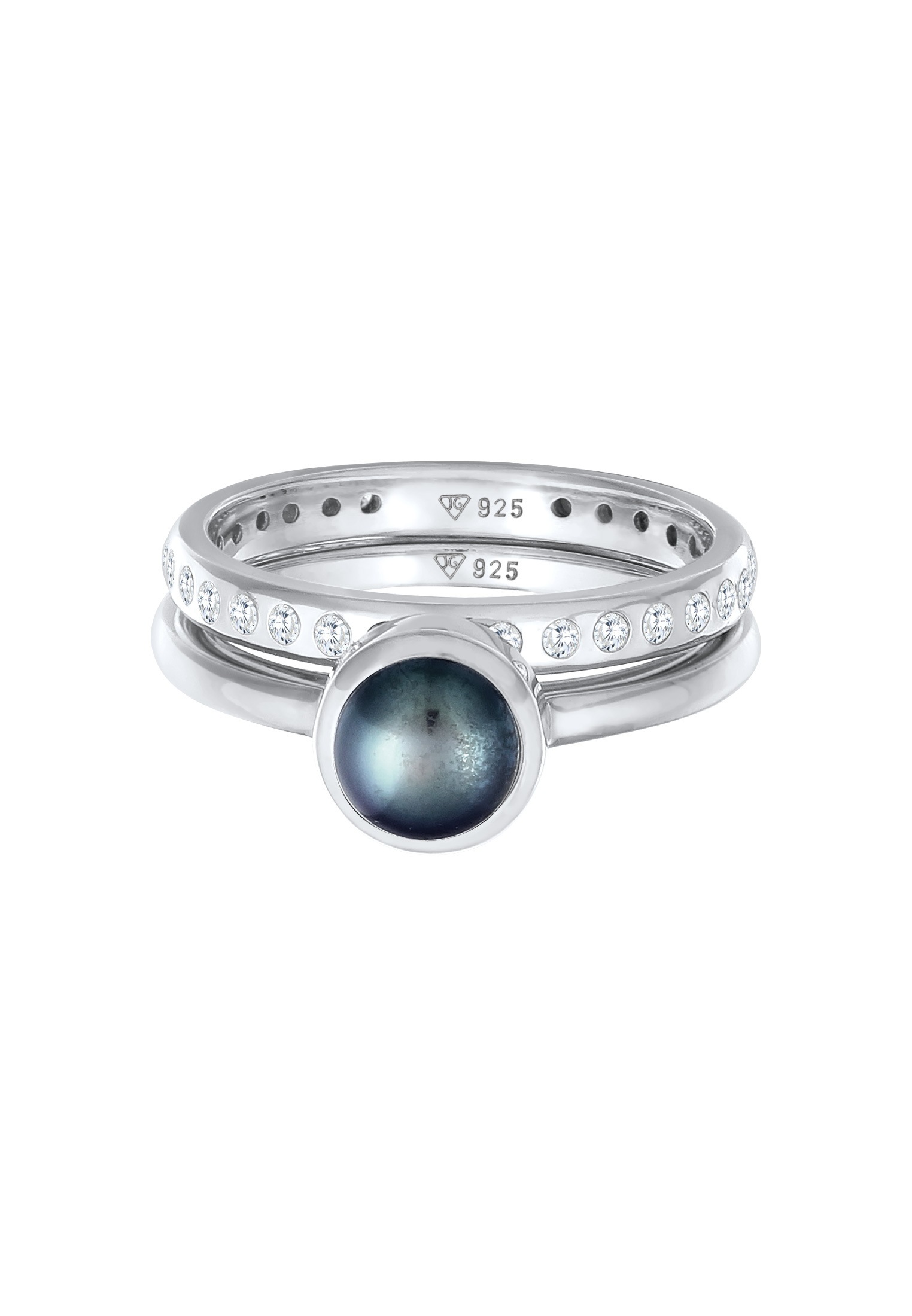 Nenalina Ring-Set »Ring Süßwasserperle Eternity Zirkonia 2er Set 925«