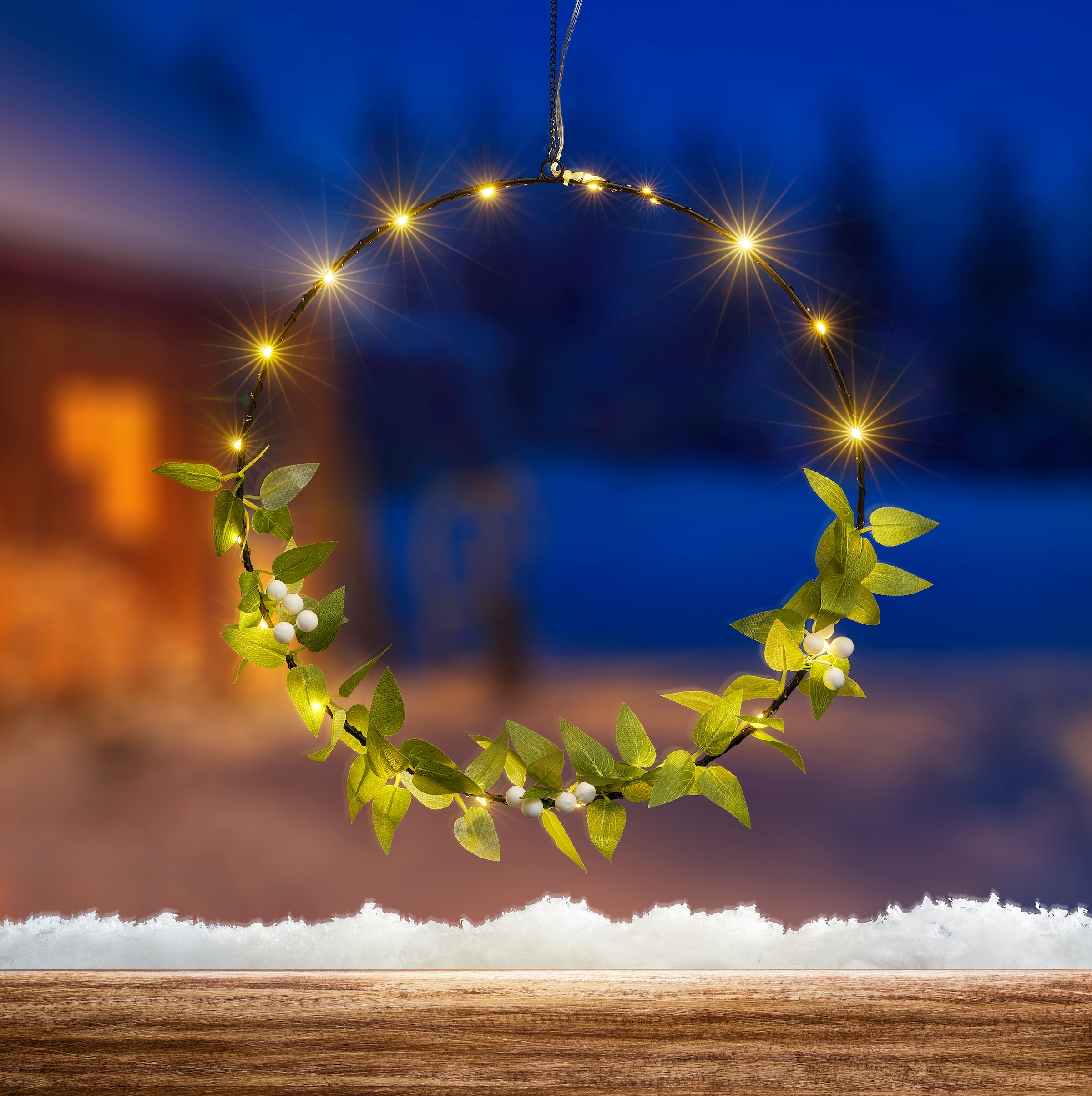 Beleuchteter mit mit Blättern »Weihnachtsdeko«, kaufen 30cm LED 3 Ø Jahren Garantie IC ca. Winterworld XXL Dekolicht | beschmückt, Metall-Ring, online