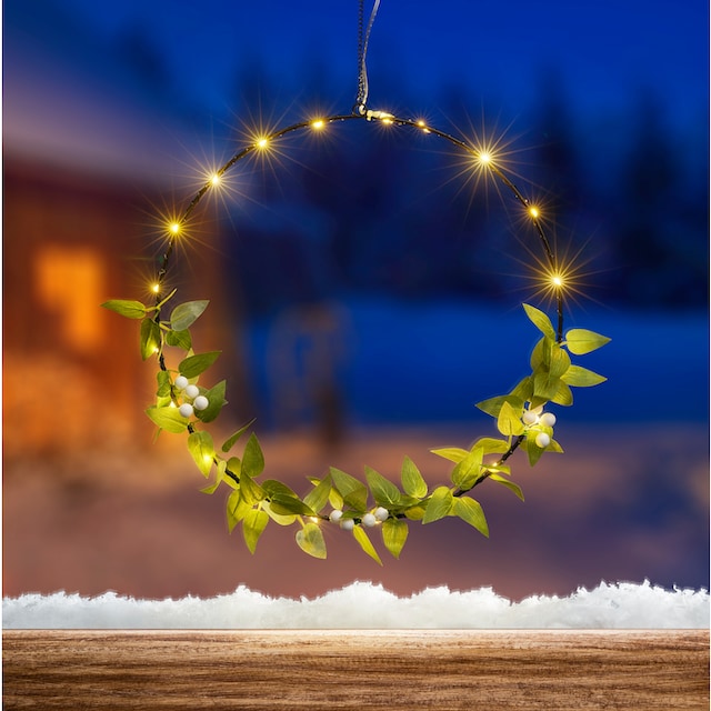 IC Winterworld LED Dekolicht »Weihnachtsdeko«, Beleuchteter Metall-Ring,  mit Blättern beschmückt, Ø ca. 30cm online kaufen | mit 3 Jahren XXL  Garantie