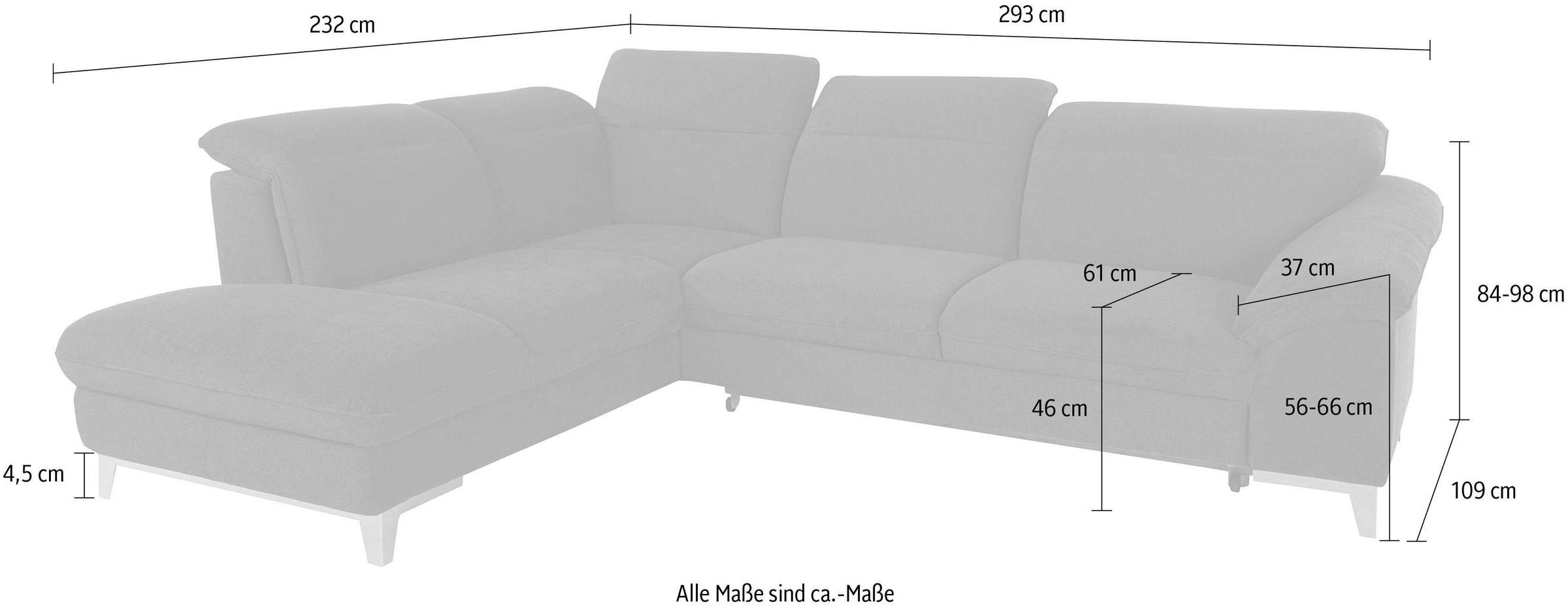 COTTA Polstergarnitur »Teresa L-Form«, (Set), Set bestehend aus: Ecksofa mit Kopfteilverstellung & Hocker