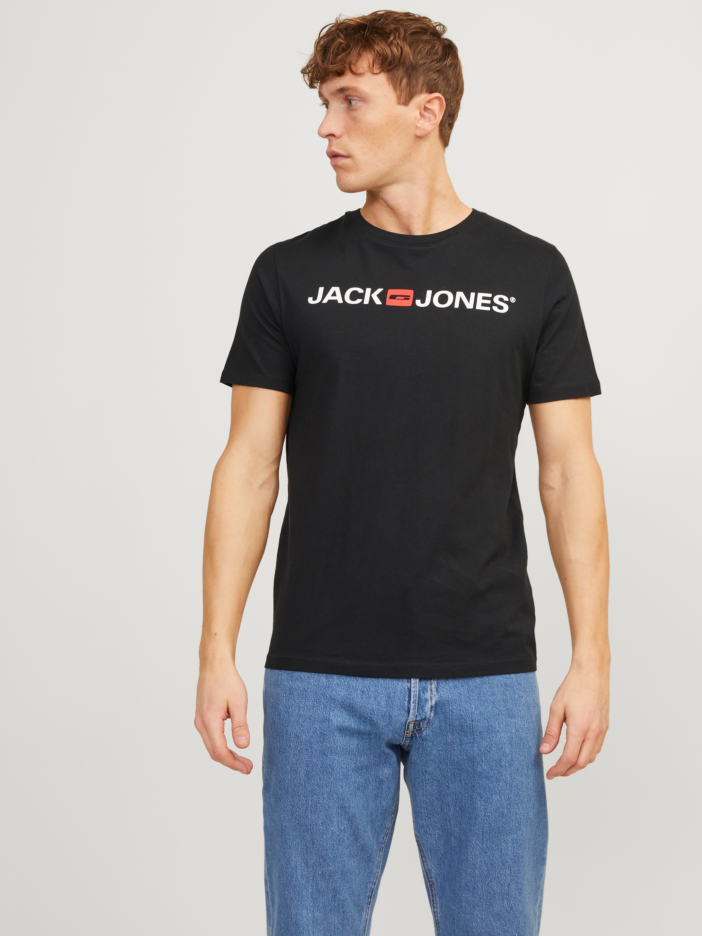 Jack & Jones Rundhalsshirt »JJECORP im 3er Pack mit Print und Rundhalsausschnitt«, 3 Stk. unifarben, modisch, regular fit, Baumwolle, Rundhals
