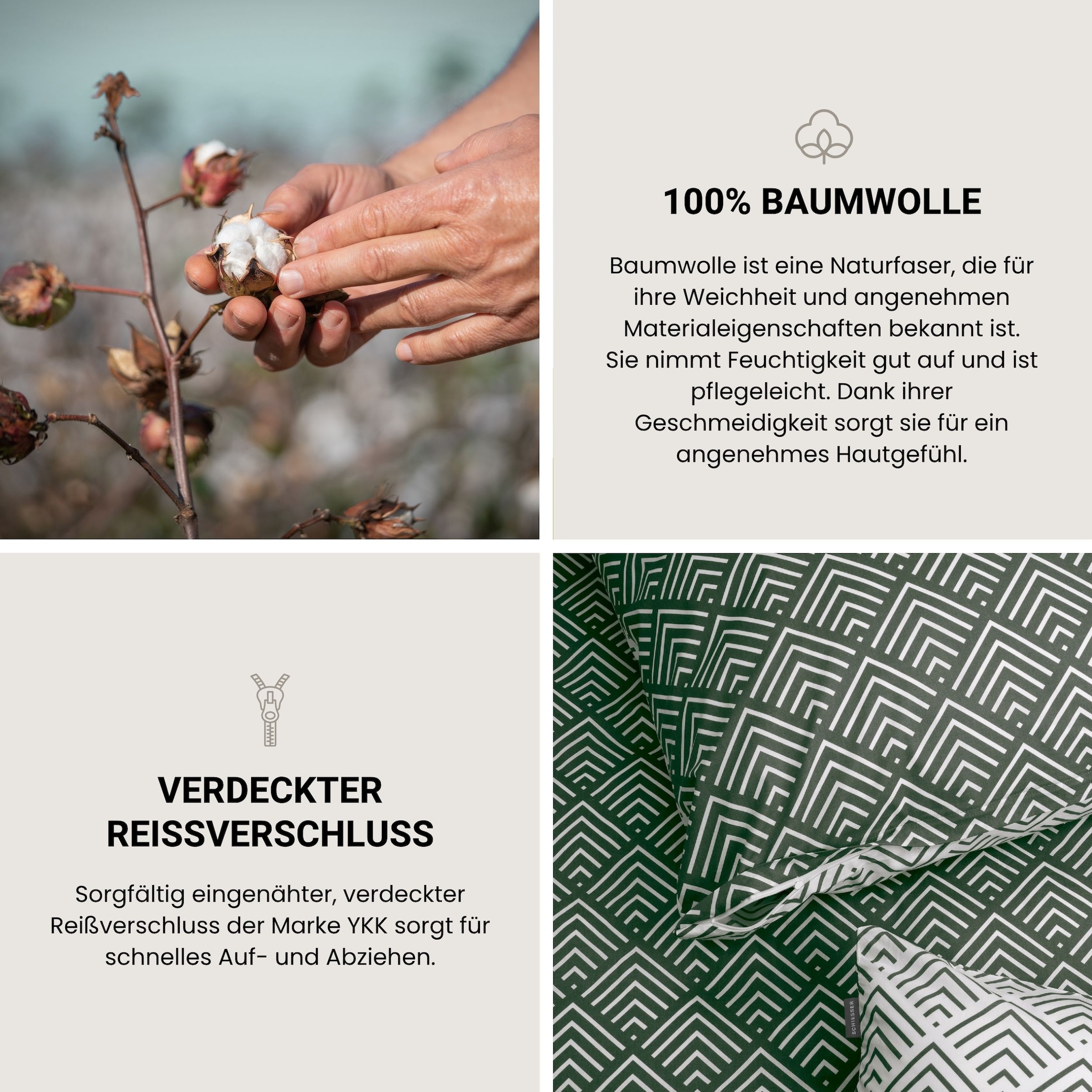 Schiesser Bettwäsche »Mabel aus weicher Baumwolle mit abstraktem Muster« 2 Stk. OEKO-TEX® MADE IN GREEN