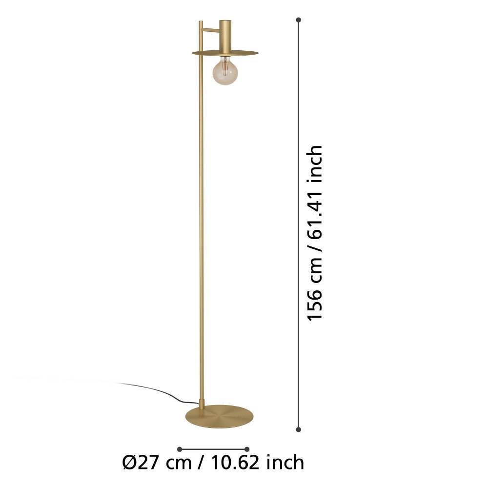 EGLO Stehlampe »ESCANDELL«, 1 flammig-flammig, Standleuchte, Metall in Messing-Gebürstet, Lampe mit E27, 156 cm