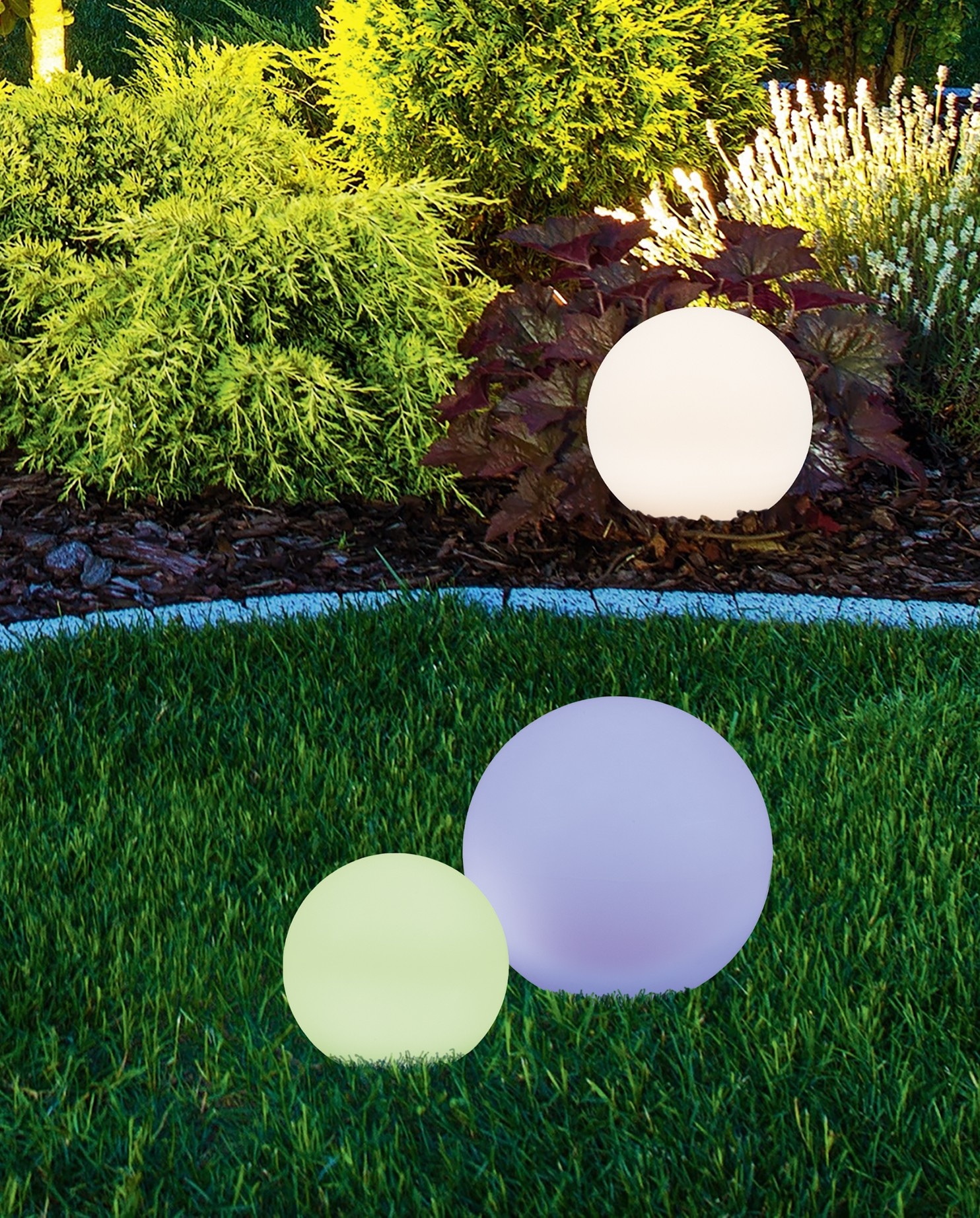 REALITY Leuchten LED Solarleuchte »MELO, Kugel Gartenleuchte Akku Solar, mit Erdspieß, Fernbedienung« LED-Board 1 Stk. RGB | Warmweiß Solar Kugellampe, RGB Farbwechsel, Dämmerungssensor, Memoryfunktion