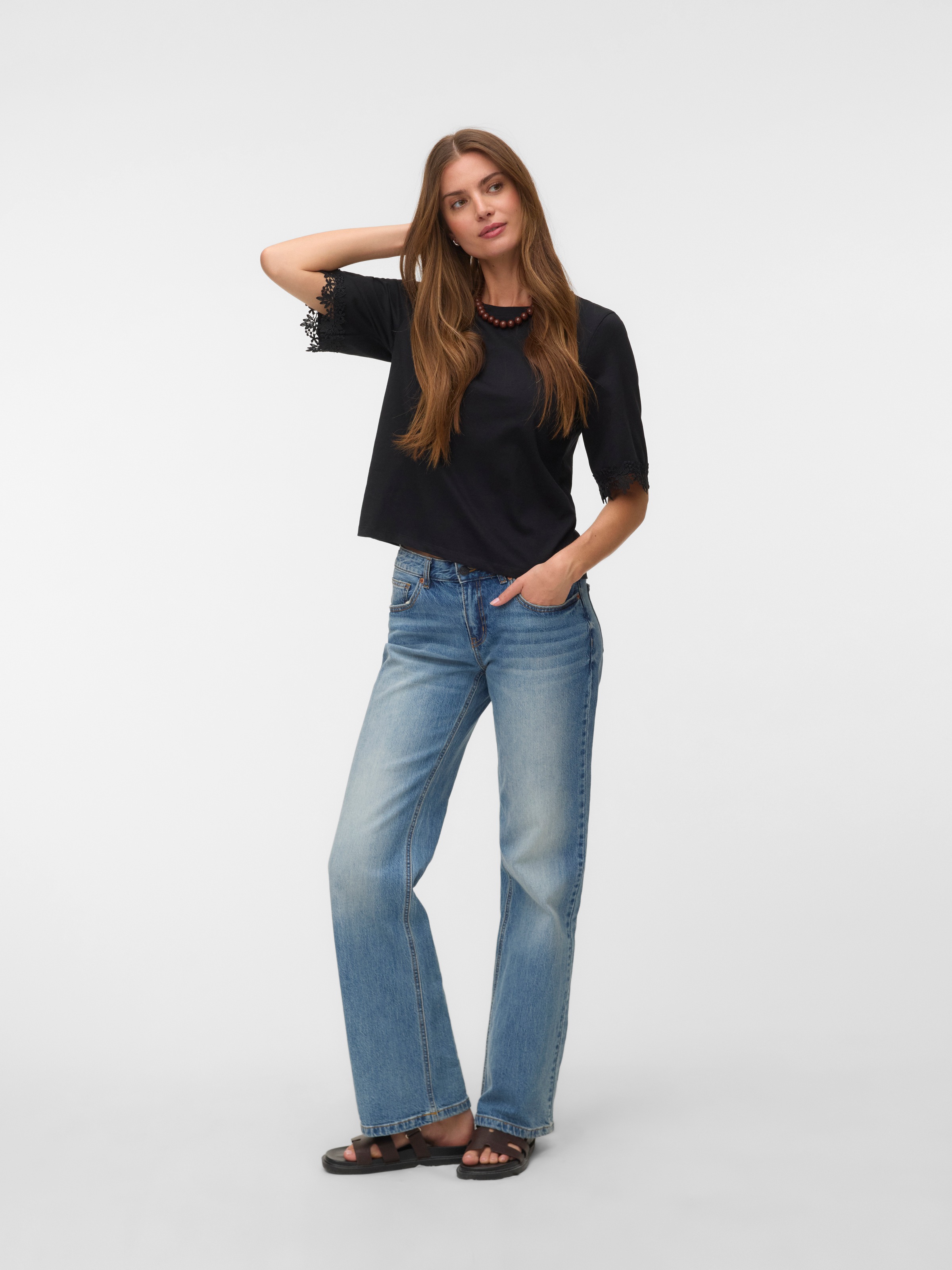 Vero Moda Rundhalsshirt »VMLYLA SS O-NECK TOP JRS« Baumwolle, regular fit