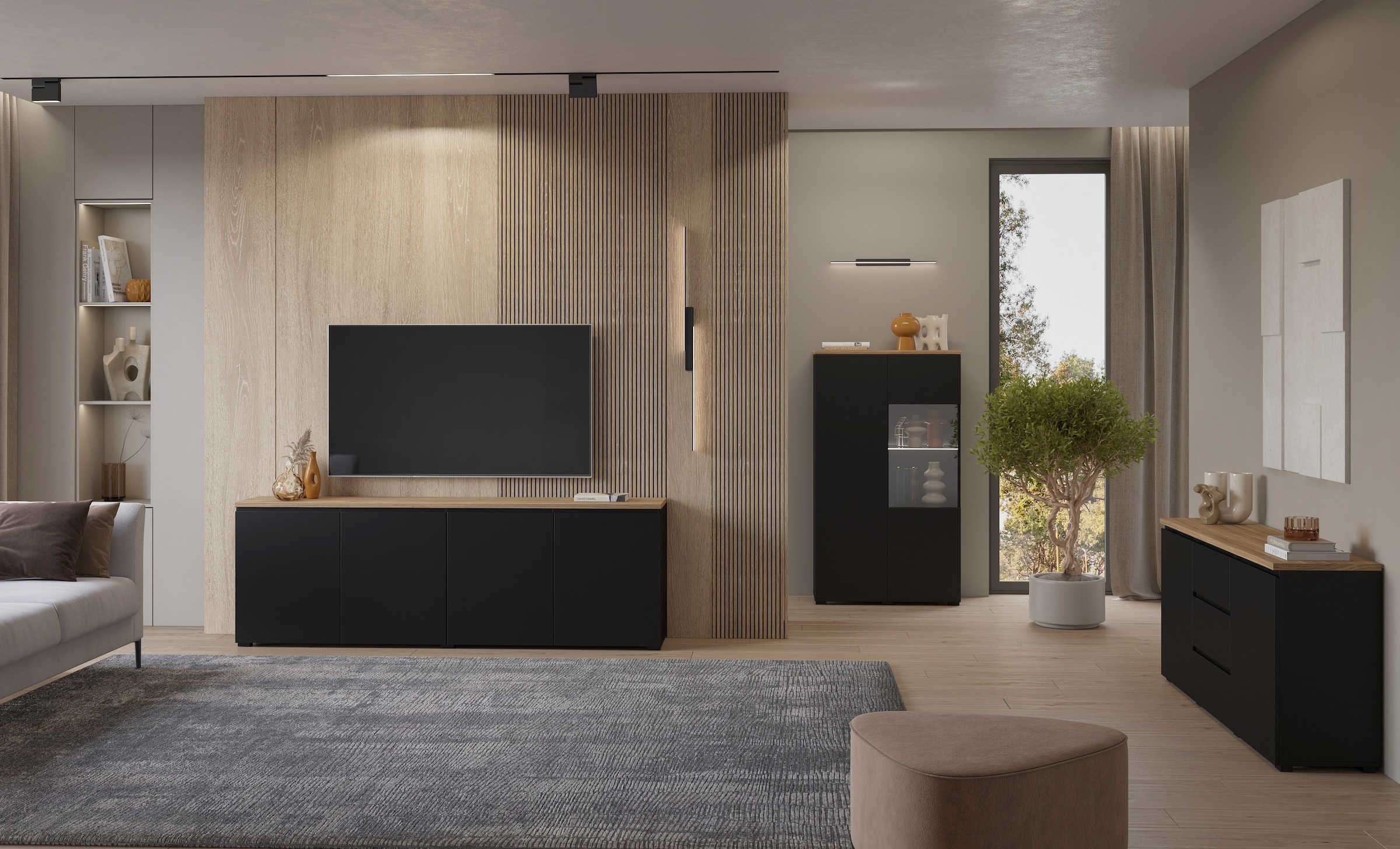 OTTO home Sideboard »Modo, Breite 150 cm, moderne grifflose Kommode 2Türen/3 SK« Schubladenkommode mit viel Stauraum, Einlegeböden verstellbar