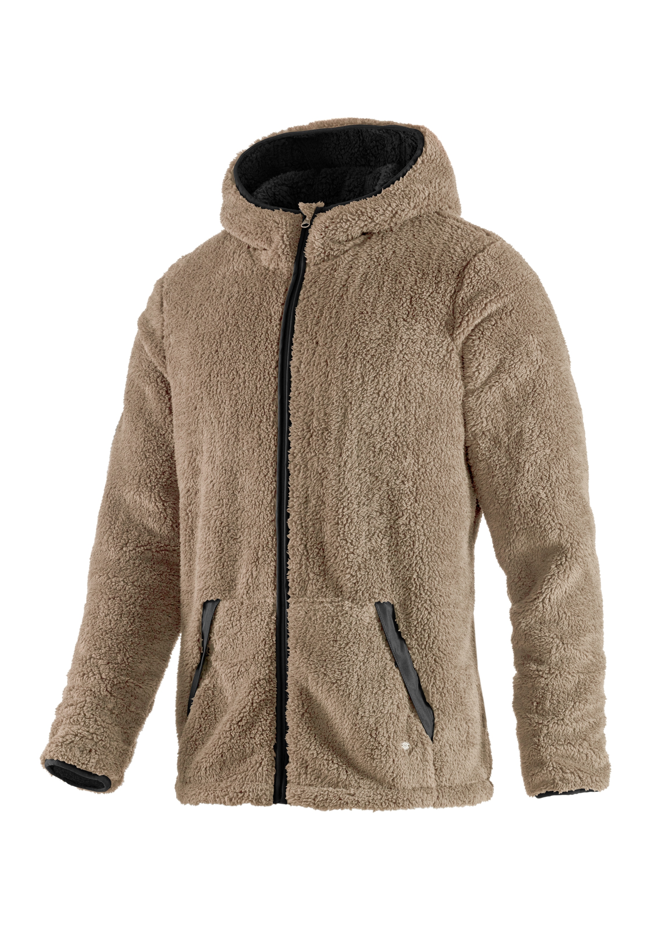 John Devin Kapuzenstrickjacke, in weichem Teddyfleece