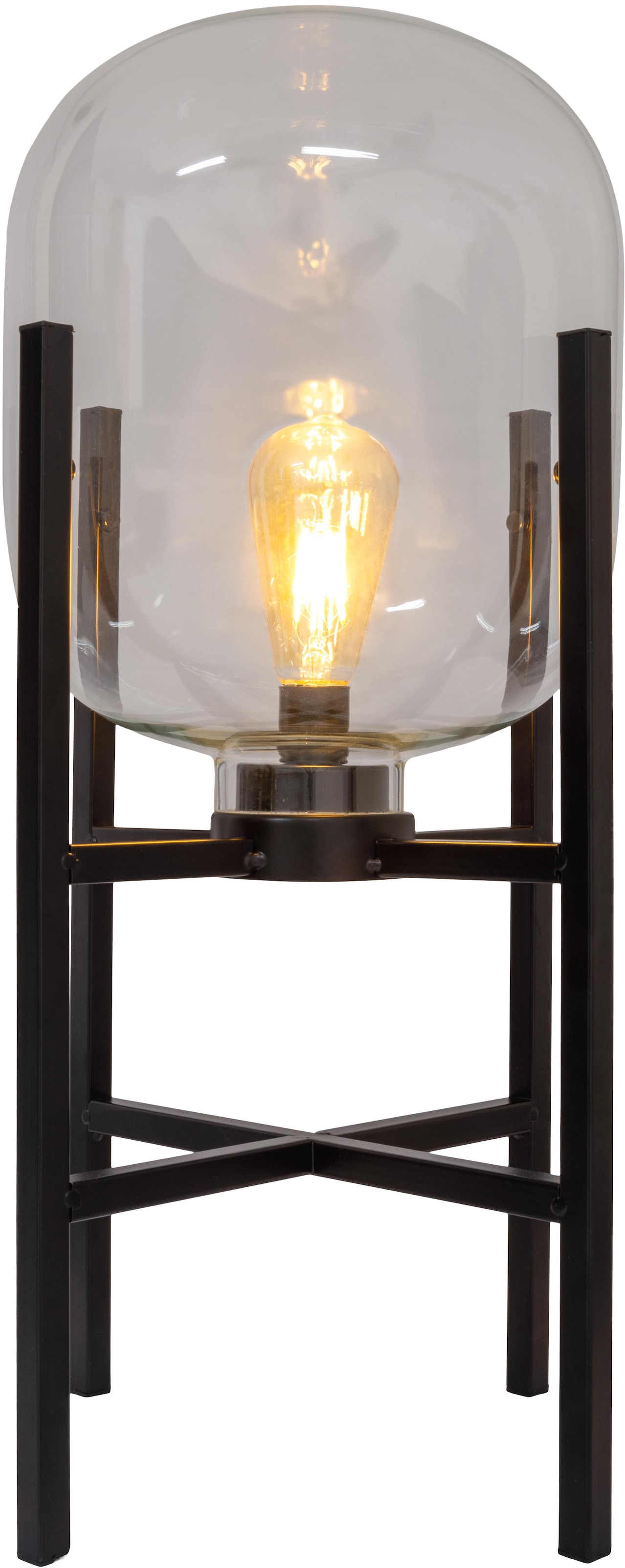 näve LED Sockelleuchte »Lora« LED-Modul 1 Stk. Warmweiß Glasschirm, Akku, inkl. USB-C-Kabel 100cm,Timer, Schiebeschalter, IP44