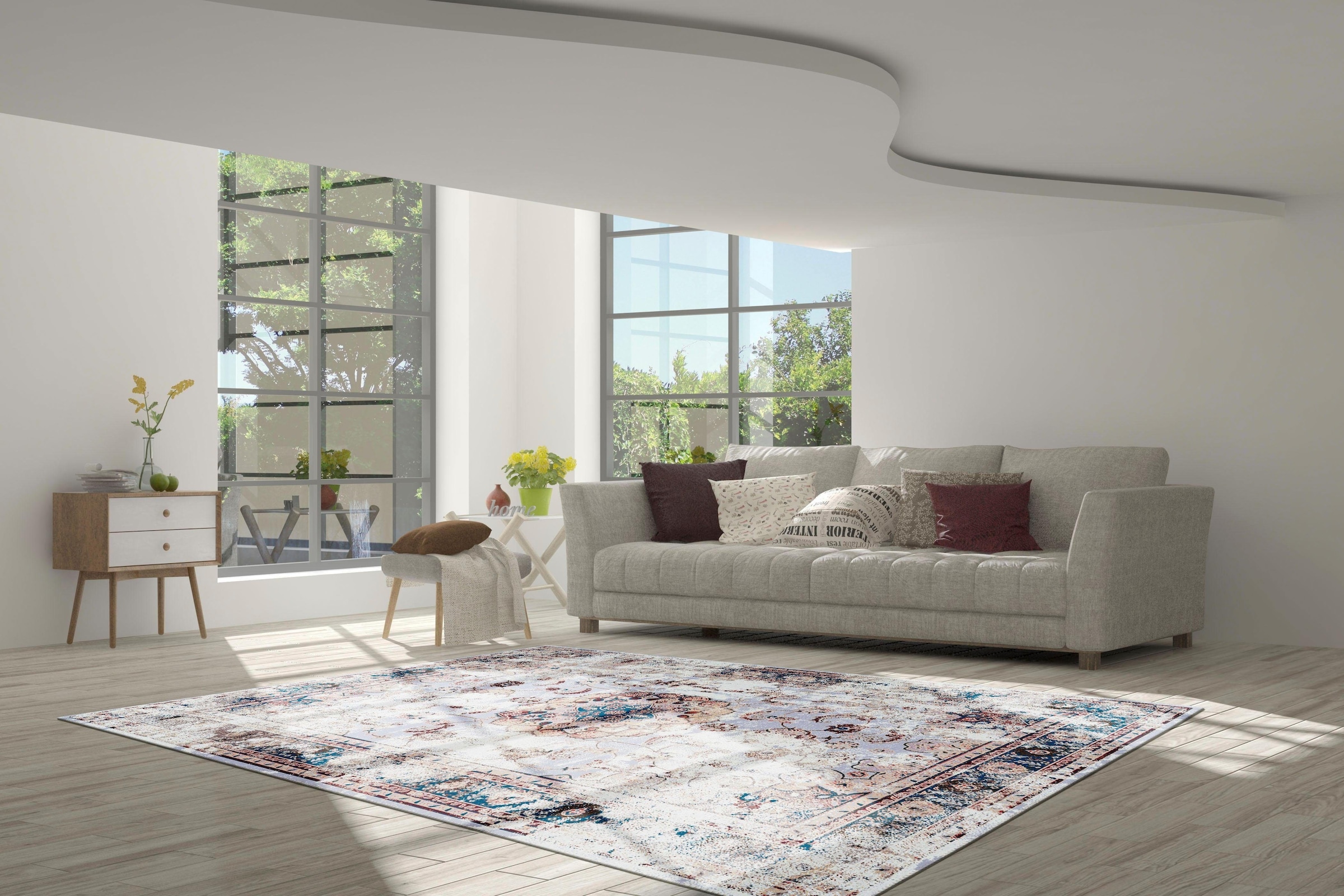 calo-deluxe Teppich »Castor 100«, rechteckig, 6 mm Höhe, Kurzflor, Vintage-Design, Wohnzimmer