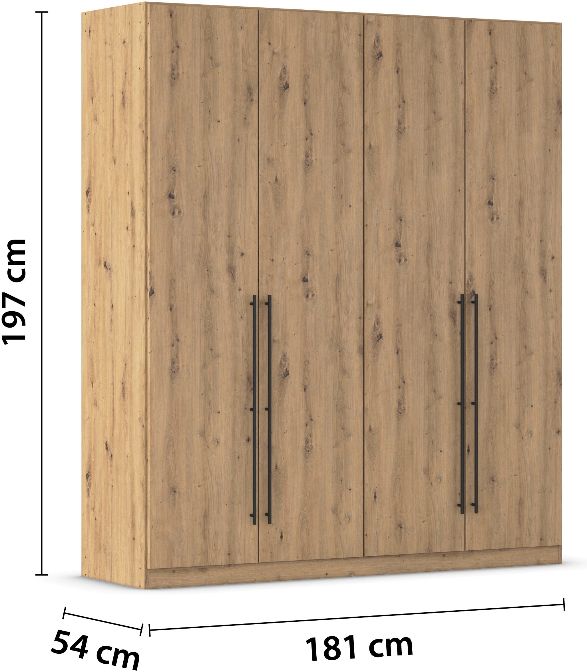 rauch Kleiderschrank »Drehtürenschrank Schrank Garderobe Wäscheschrank Schlafzimmer AVOLA«, (in 3 verschiedenen Ausstattungen BASIC/CLASSIC/PREMIUM), mit hochwertigen Stangengriffen in Schwarz aus Metall MADE IN GERMANY