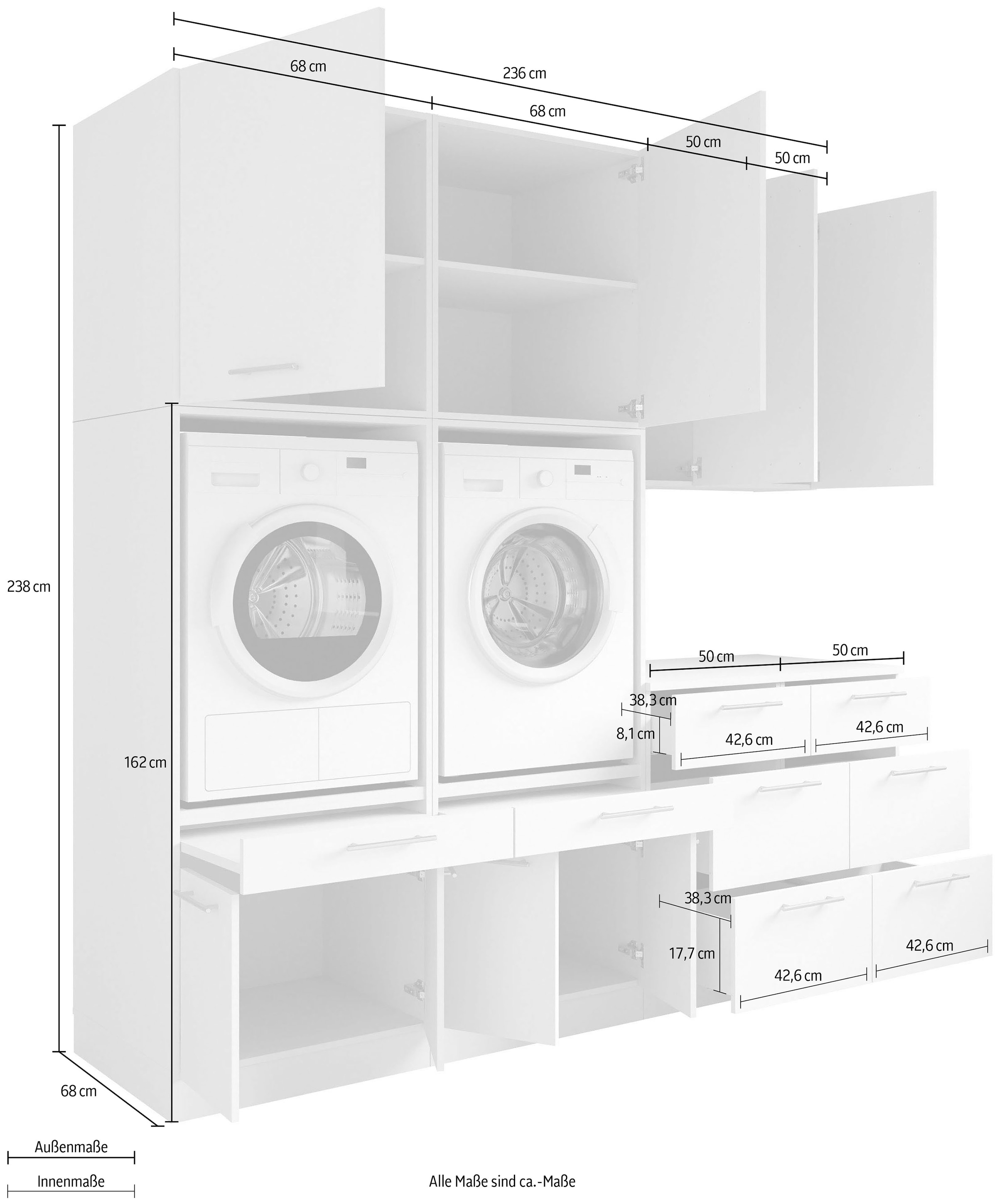 Laundreezy Mehrzweckschrank-Set »Laundreezy, 8-tlg. Mehrzweckschrank-Set B/H/T 238/238/68 cm« 8 Stk. tlg.