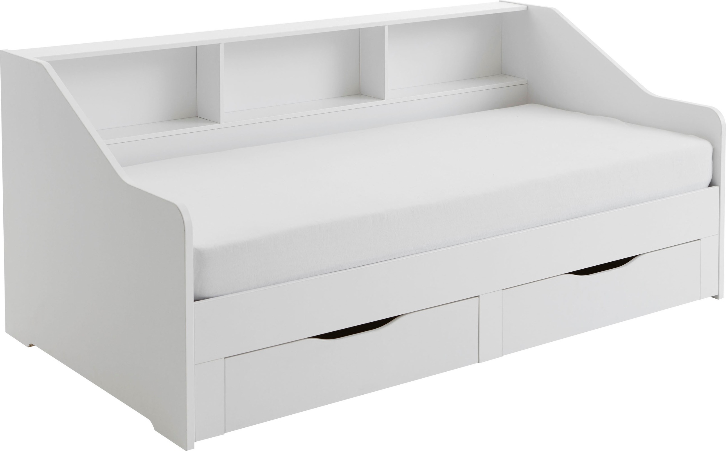 Relita, Stauraumbett »Rene« ausziehbarer Unterbau und 2 Schubladen. Lieferung ohne Matratze, Weiß, Liegefläche Länge Breite: 200 cm x 90 cm