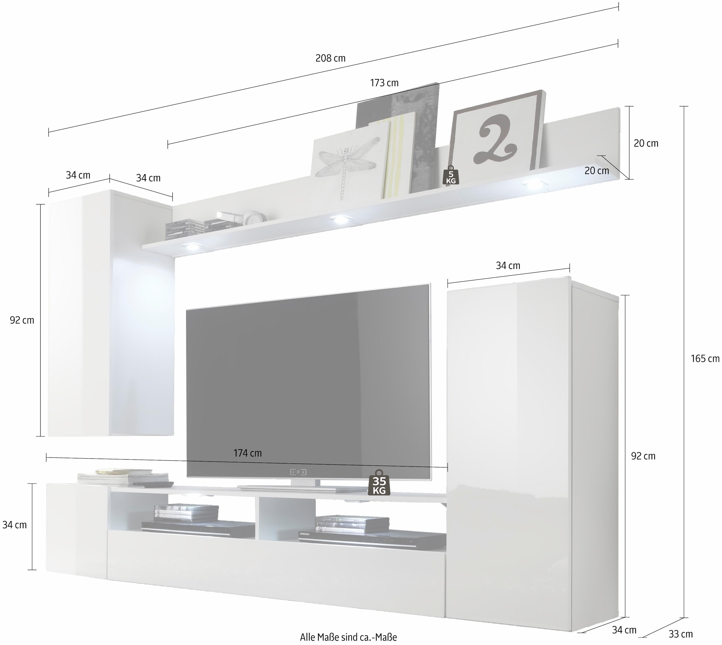 INOSIGN Wohnwand »Gillis«, kaufen St.), (Set, Hochglanz-Fronten 4 bequem