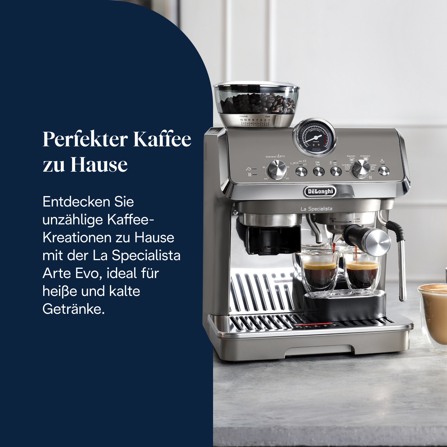 De'Longhi Espressomaschine »LA SPECIALISTA ARTE EVO COLD BREW 8004399027190« 15 Mahlgrade, 3 Temperatureinstellungen & Cold Brew inkl. Barista Kit