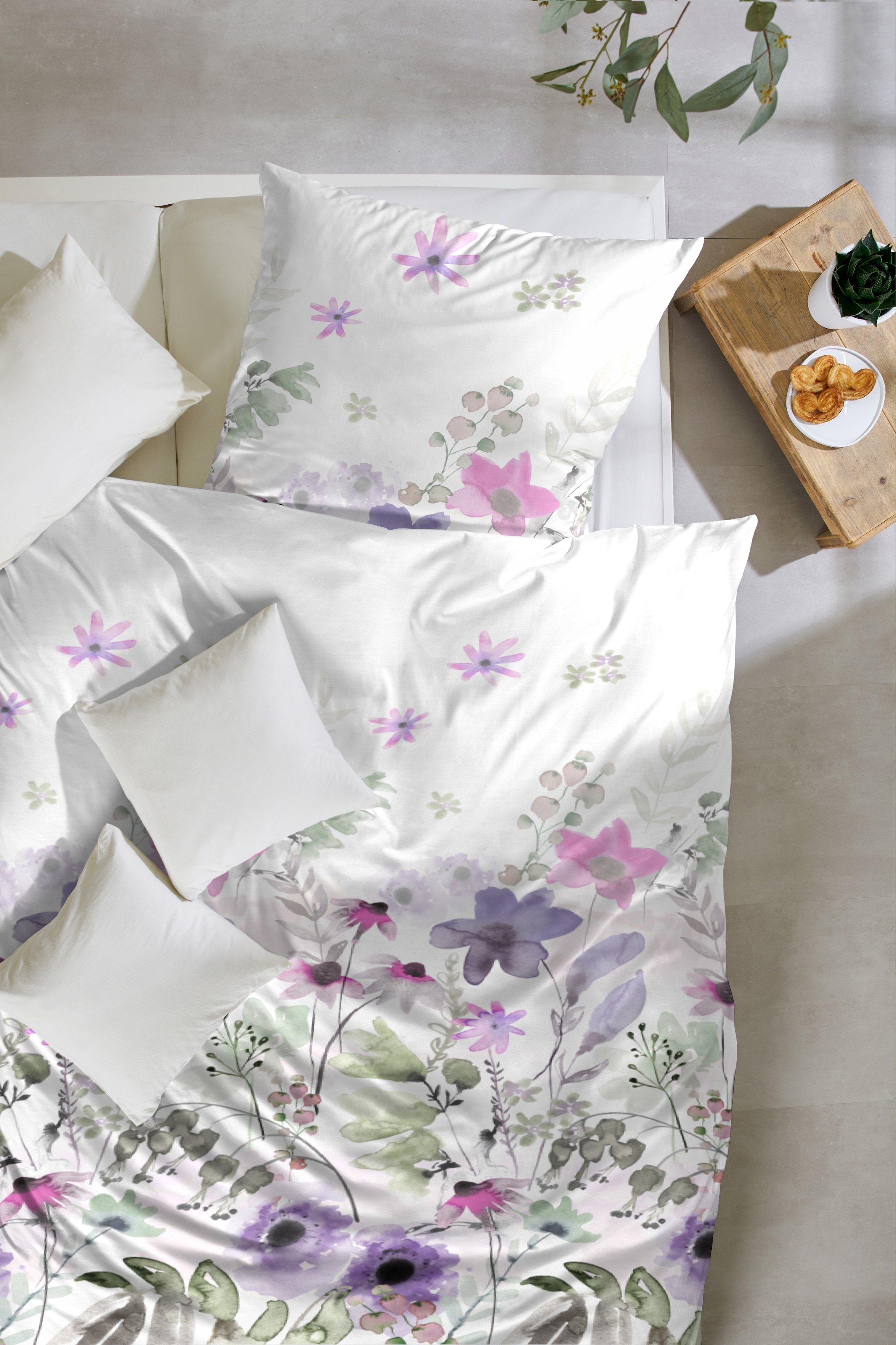 Primera Bettwäsche »Mako-Satin-Bettwäsche Alpine Garden«, mit kunstvollen Blumen