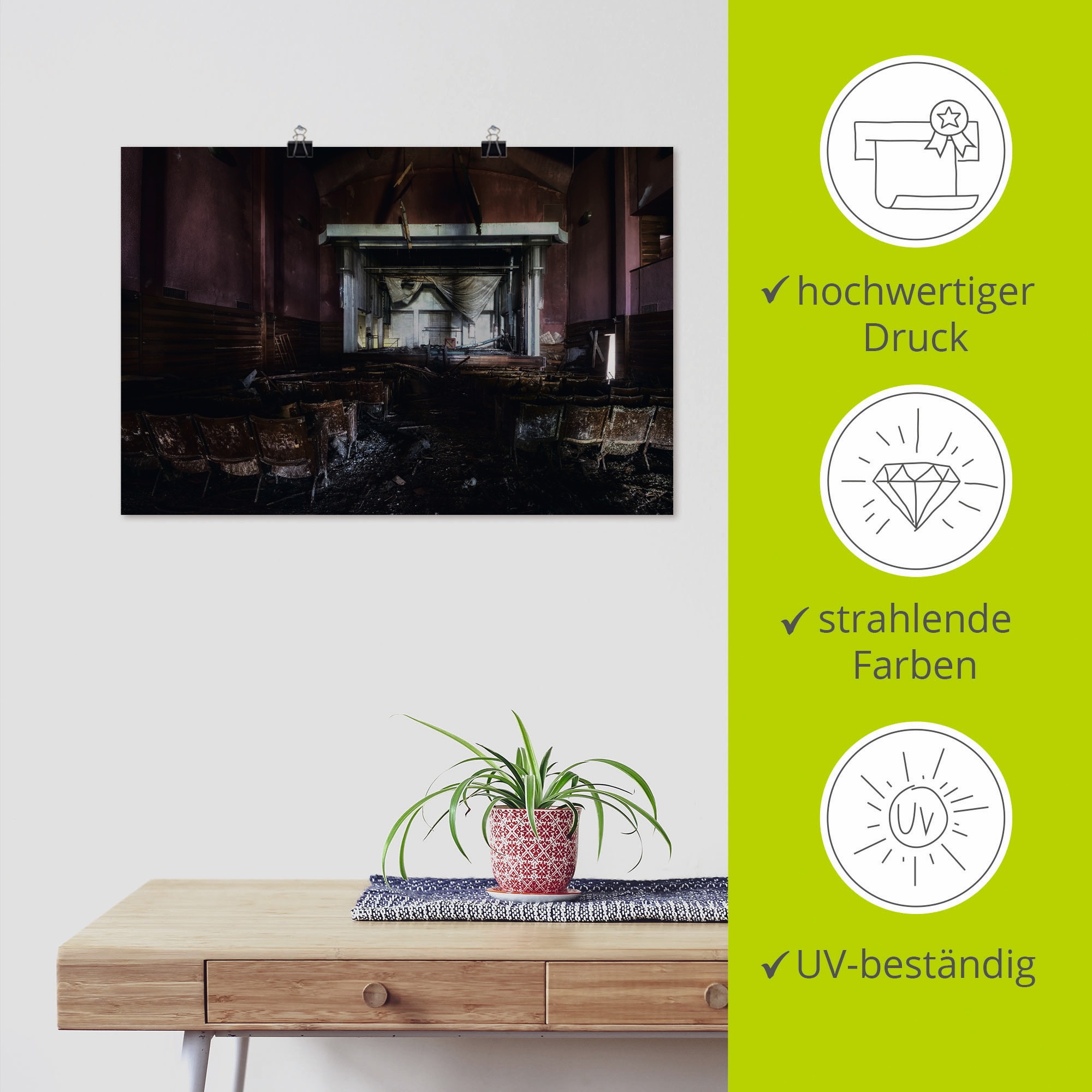 Artland Wandbild »Lost Place - Kino - verlassene Orte«, Gebäude, (1 St.), als Alubild, Outdoorbild, Leinwandbild, Poster in verschied. Größen