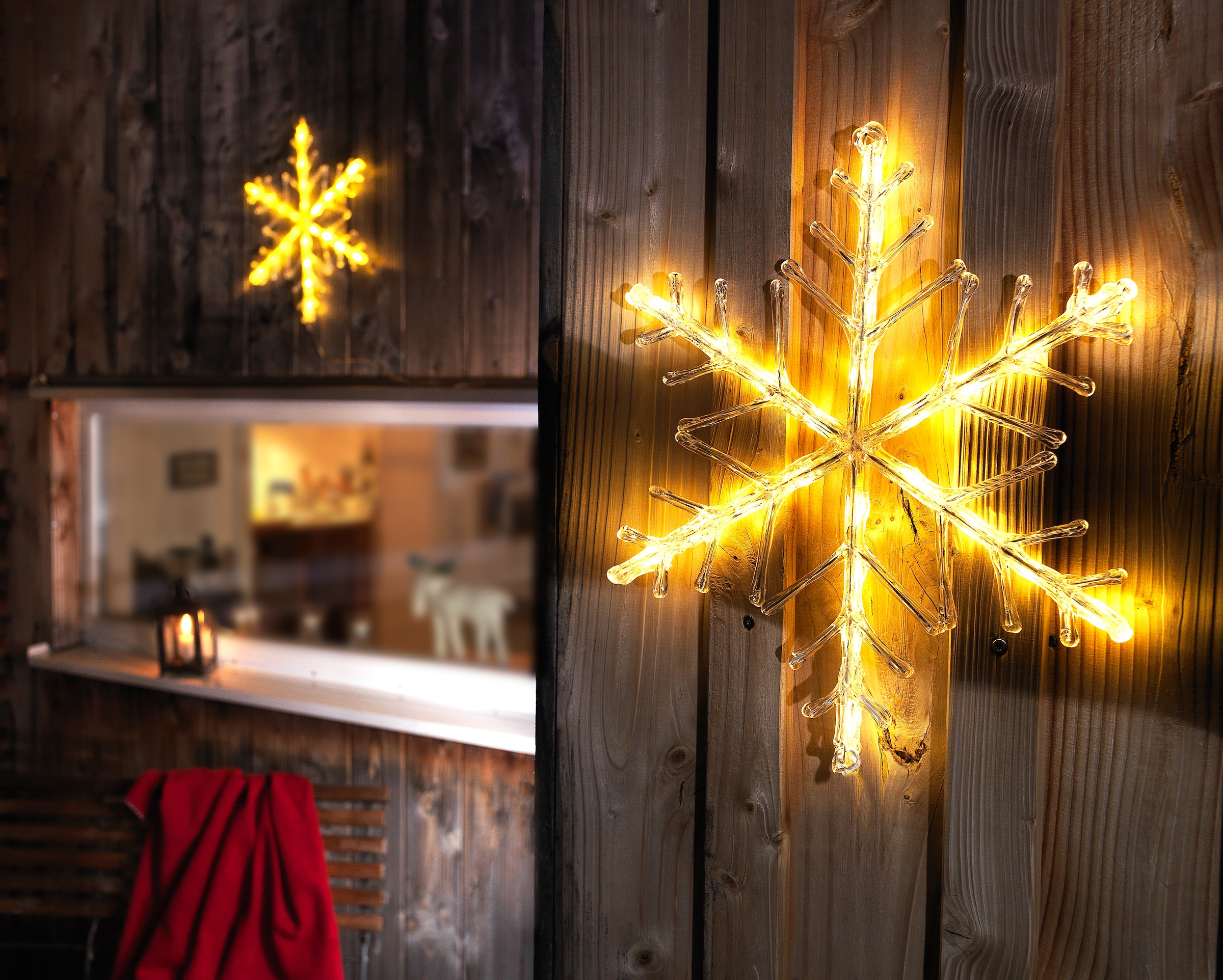 KONSTSMIDE LED Stern »Weihnachtsstern, Weihnachtsdeko aussen«, 24 flammig-flammig, LED Acryl Schneeflocke, 24 warm weiße Dioden