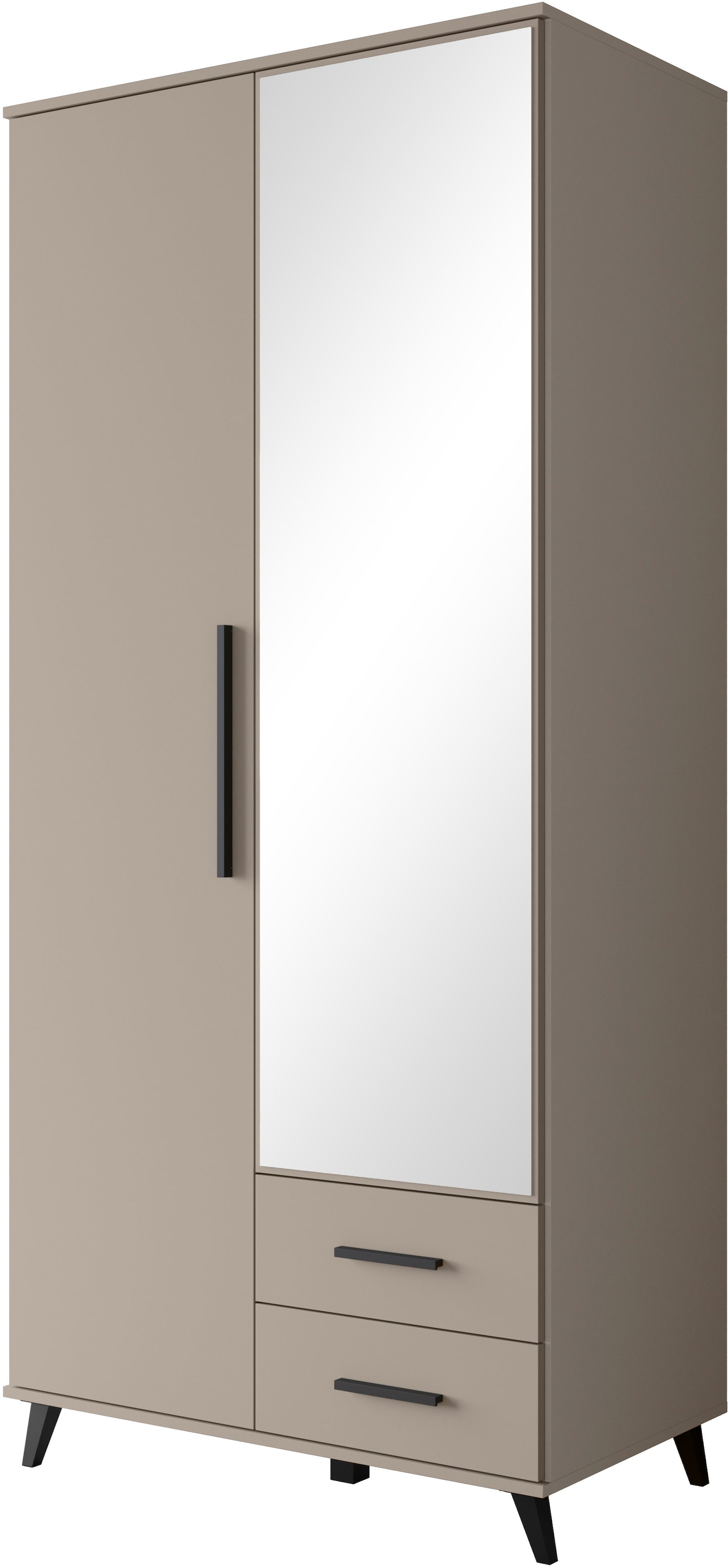 INOSIGN Kleiderschrank »Lagos, Garderobe Schlafzimmerschrank Wäscheschrank Bestseller«, (in 2 Farben und 2 Breiten erhältlich), Moderner Drehtürenschrank mit Spiegeltür, Breite 90 cm, 2 Schubladen