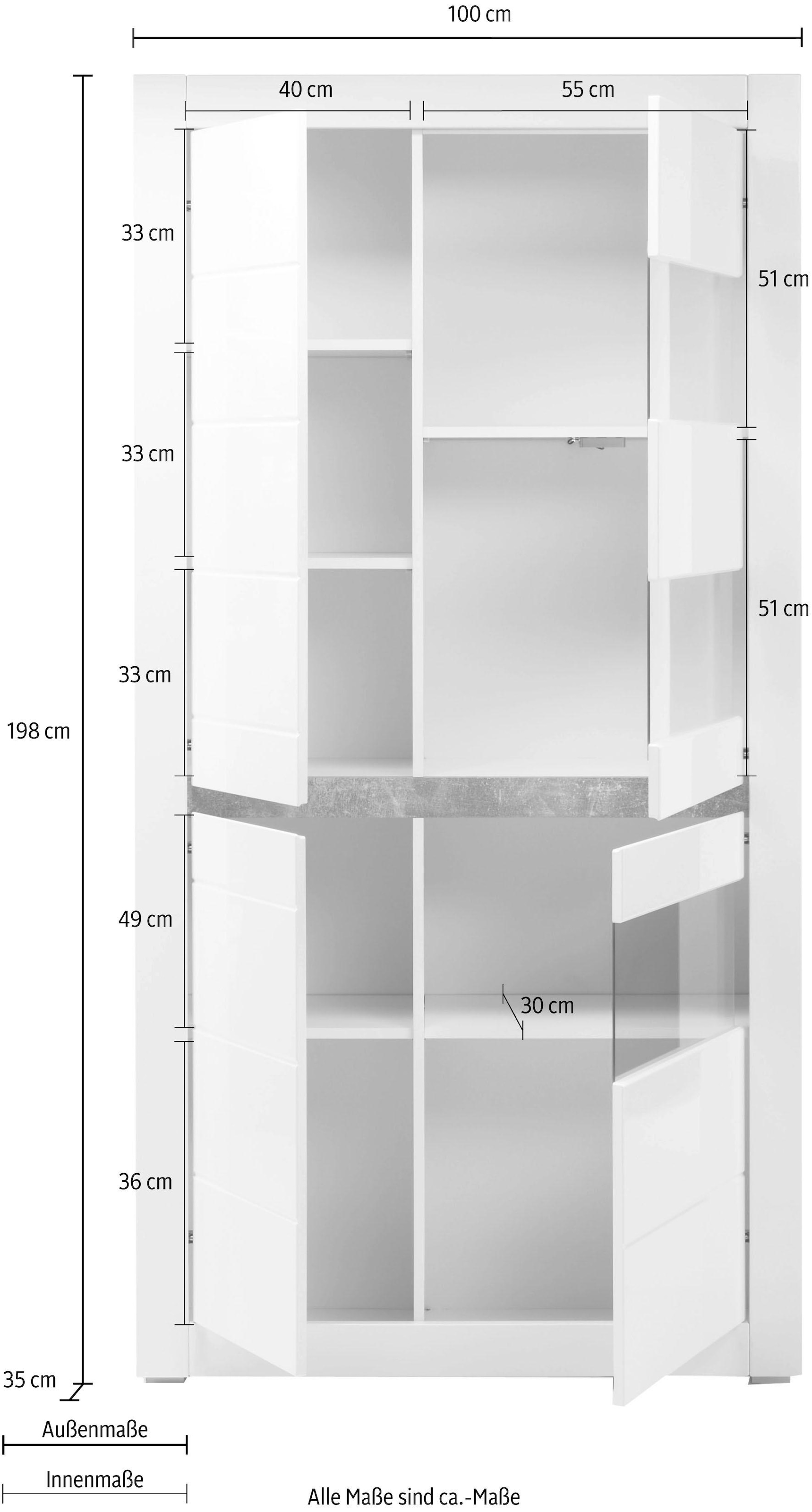 Vitrine auf cm 198 kaufen Raten »Carat«, Höhe INOSIGN