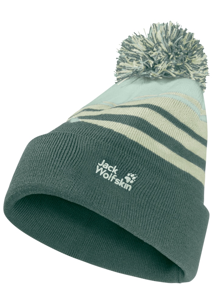 Jack Wolfskin Bommelmütze »STRIPY POMPOM BEANIE K« Bommelmütze für Kinder, warm, bequem