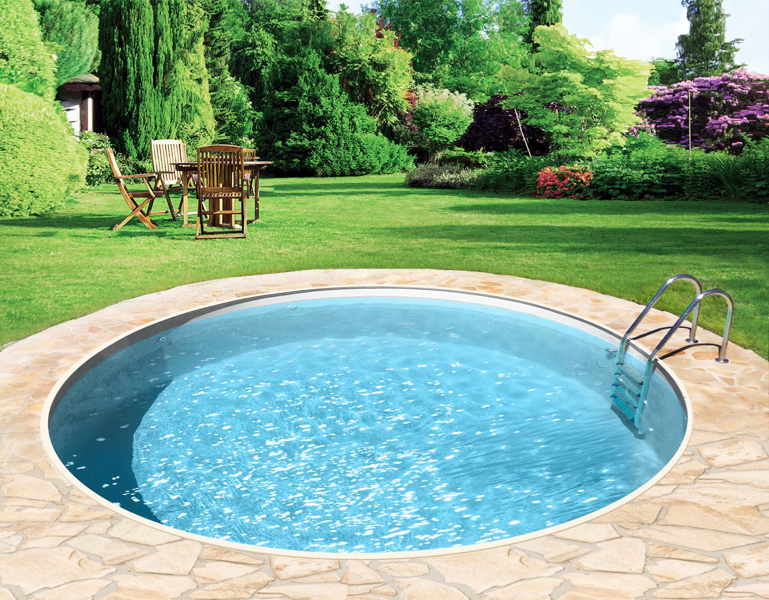 my POOL BWT Rundpool »mit sandfarbener Folie für den Karibik Look«, (Set, 6 tlg.), Höhe 150 cm, in versch. Größen verfügbar