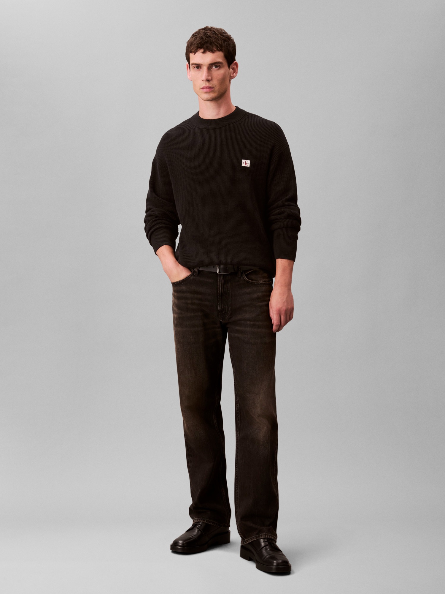 Calvin Klein Jeans Rundhalspullover »LS EZ COTTON WAFFLE CRWNK SWTR 9« Rundhalsausschnitt, regular fit