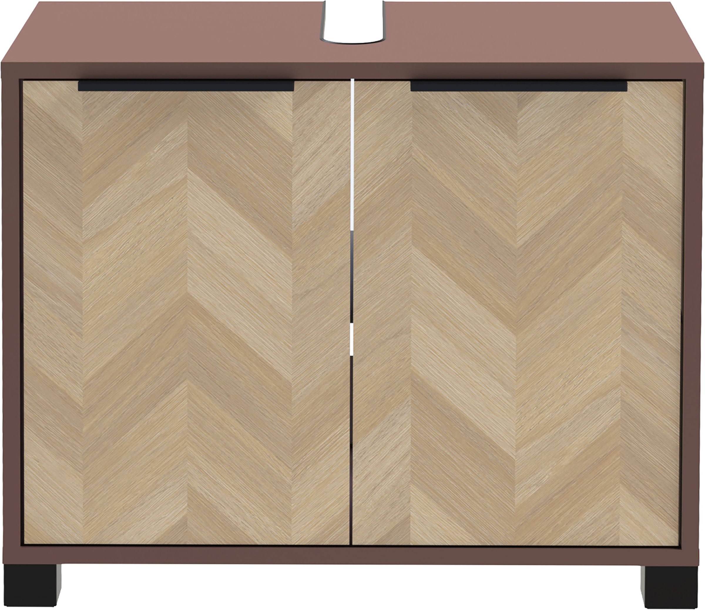 Schildmeyer Waschbeckenunterschrank »PIAZZA, 2 Türen, Breite 65,1 cm, MADE IN GERMANY« 1 Stk. tlg. Türen im Fischgräten-Dekor, MADE IN GERMANY