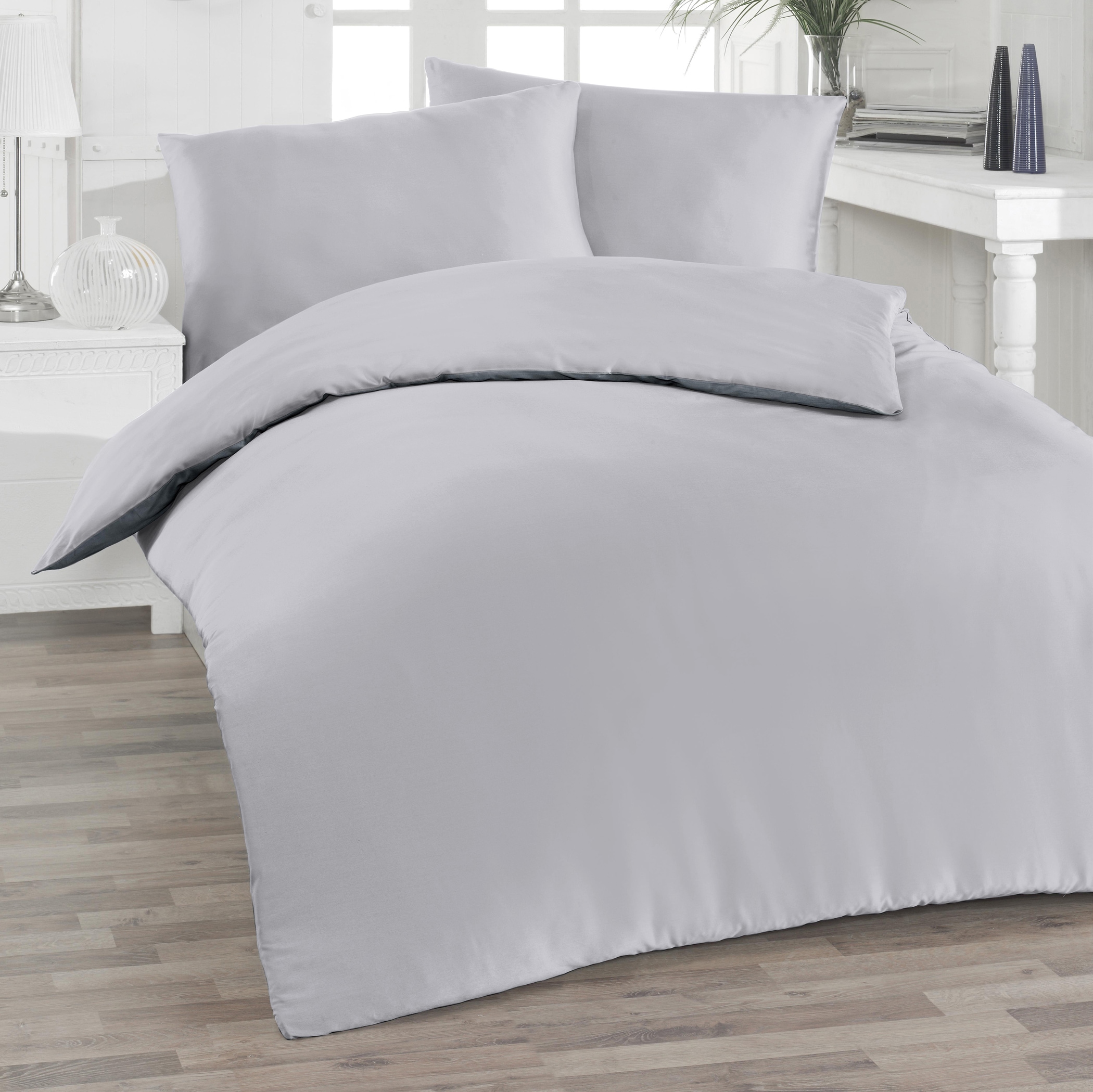 Florella Bettwäsche »»UNI silber« Edel-Satin,  100% Baumwolle«