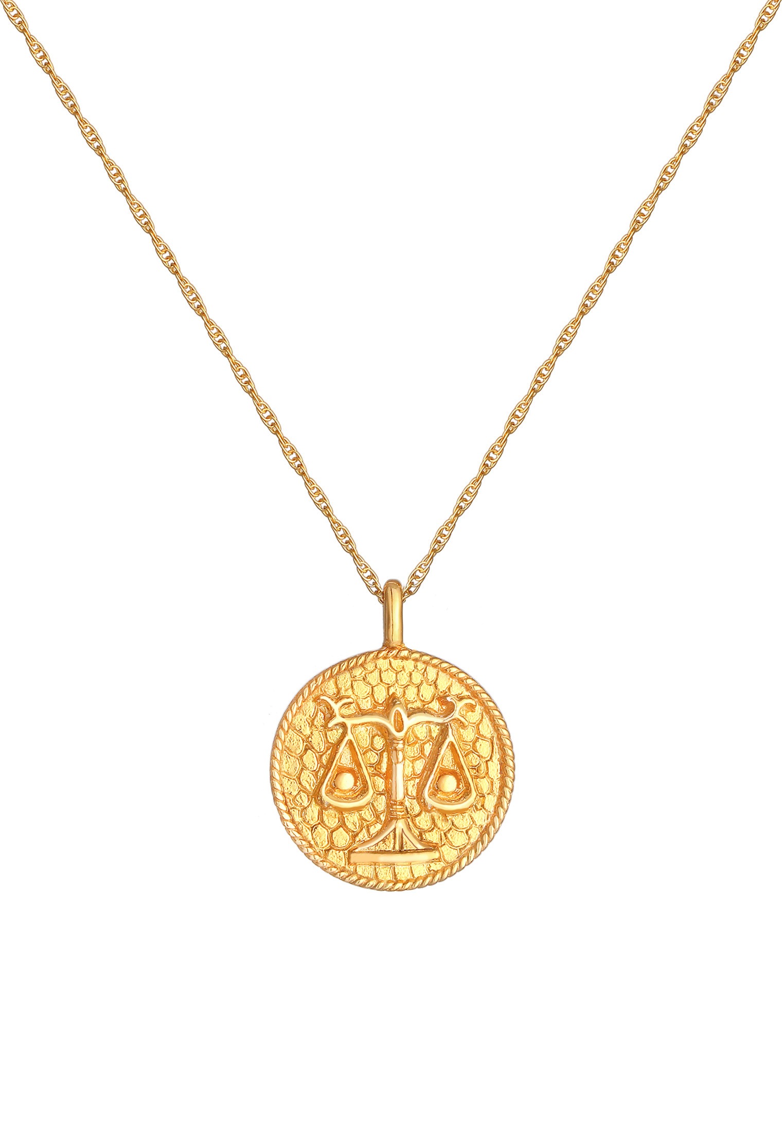 Elli Kette mit Anhänger »Halskette Sternzeichen Waage Astro Münze Antik 925 Silber«