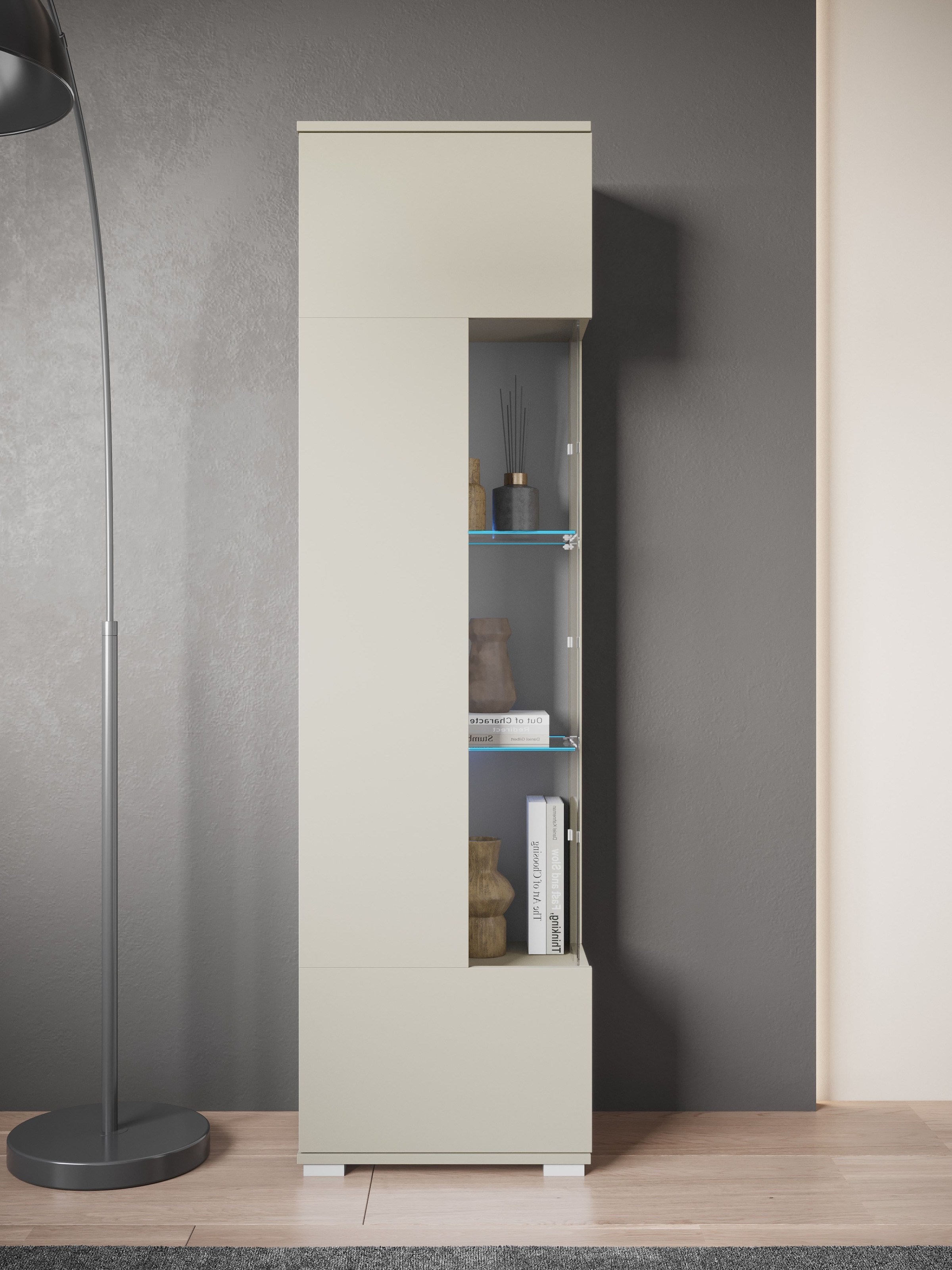 INOSIGN Vitrine »Kenia, stehend und hängend, Türanschlag wechselbar«, (1 St.), Vitrineschrank mit Glastüren 160 cm Höhe