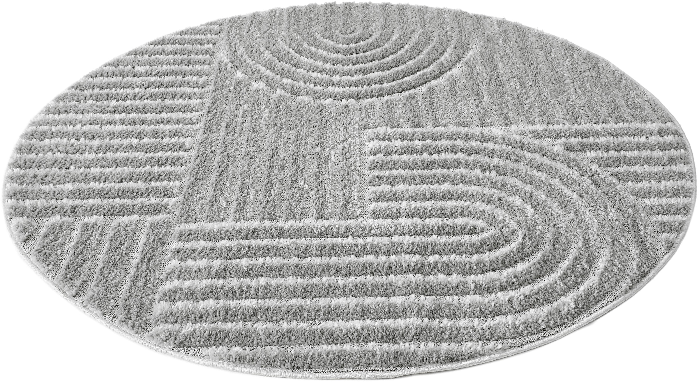 OTTO home Teppich »Jonne, Boho-Design, Scandi, Designteppich« rund 20 mm Höhe Hoch-Tief, 3D Optik, skandinavischer Stil, Wohnzimmer, Schlafzimmer