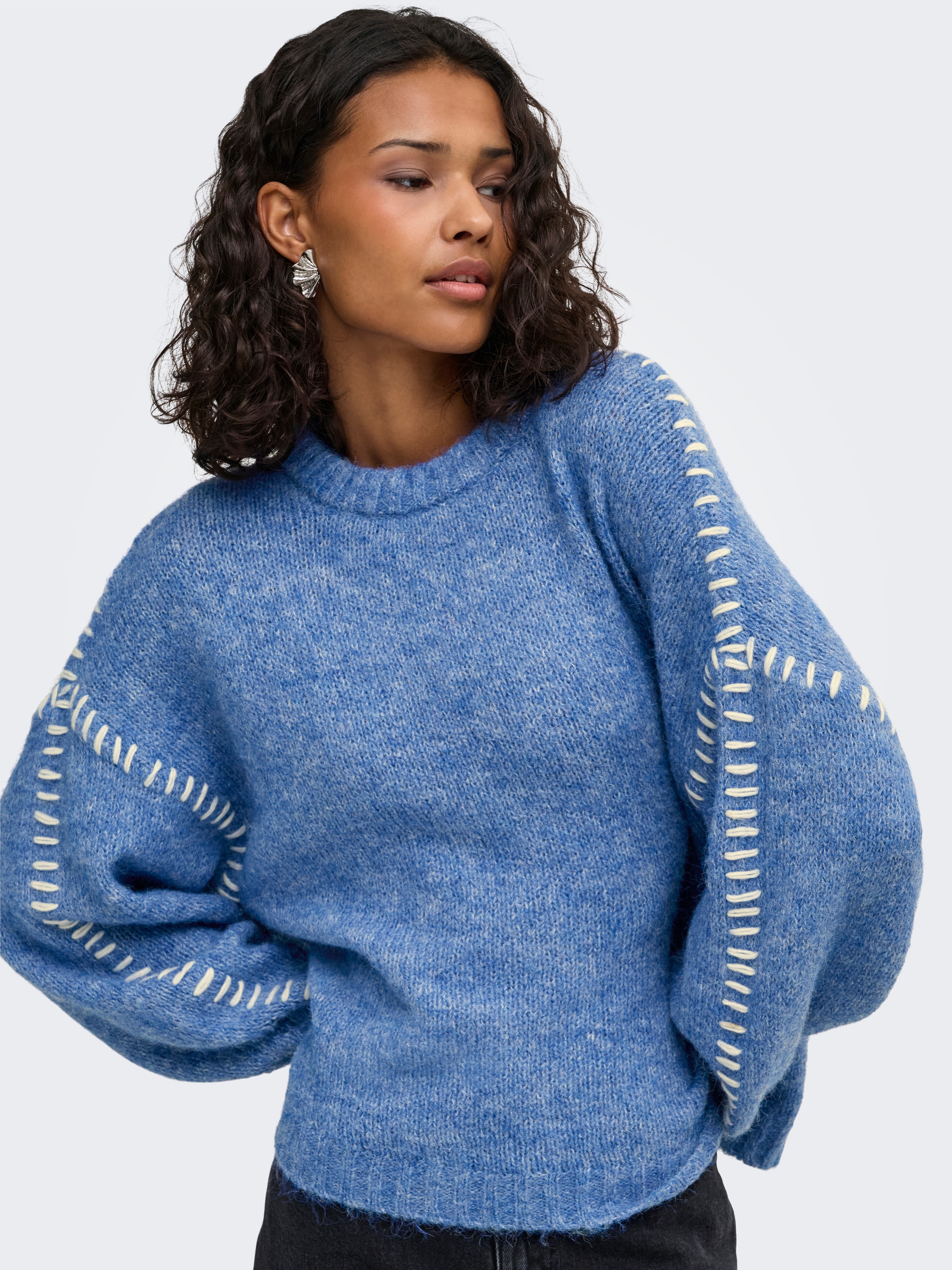 JDY Rundhalspullover »JDYZOEY LIFE L/S ON STITCH PULL KNT NOOS« mit dekorativen Ziernähten
