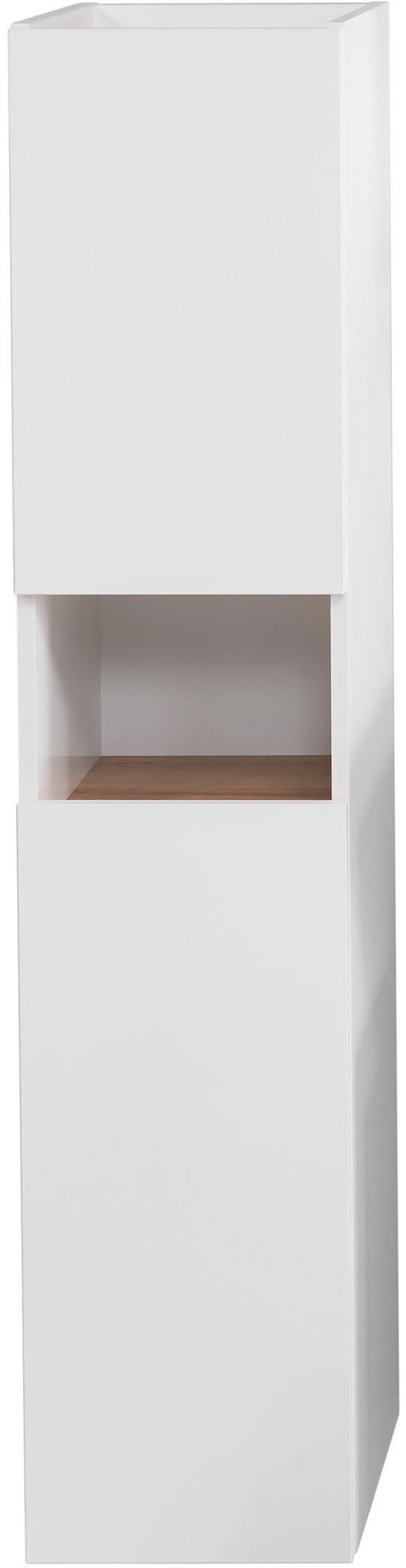 Saphir Badmöbel-Set »Quickset 947 3-teilig, Waschbeckenunterschrank mit Spiegel«, (3 St.), Unterschrank, 4 Türen, 2 Einlegeböden, inkl. Türdämpfer, Weiß Glanz