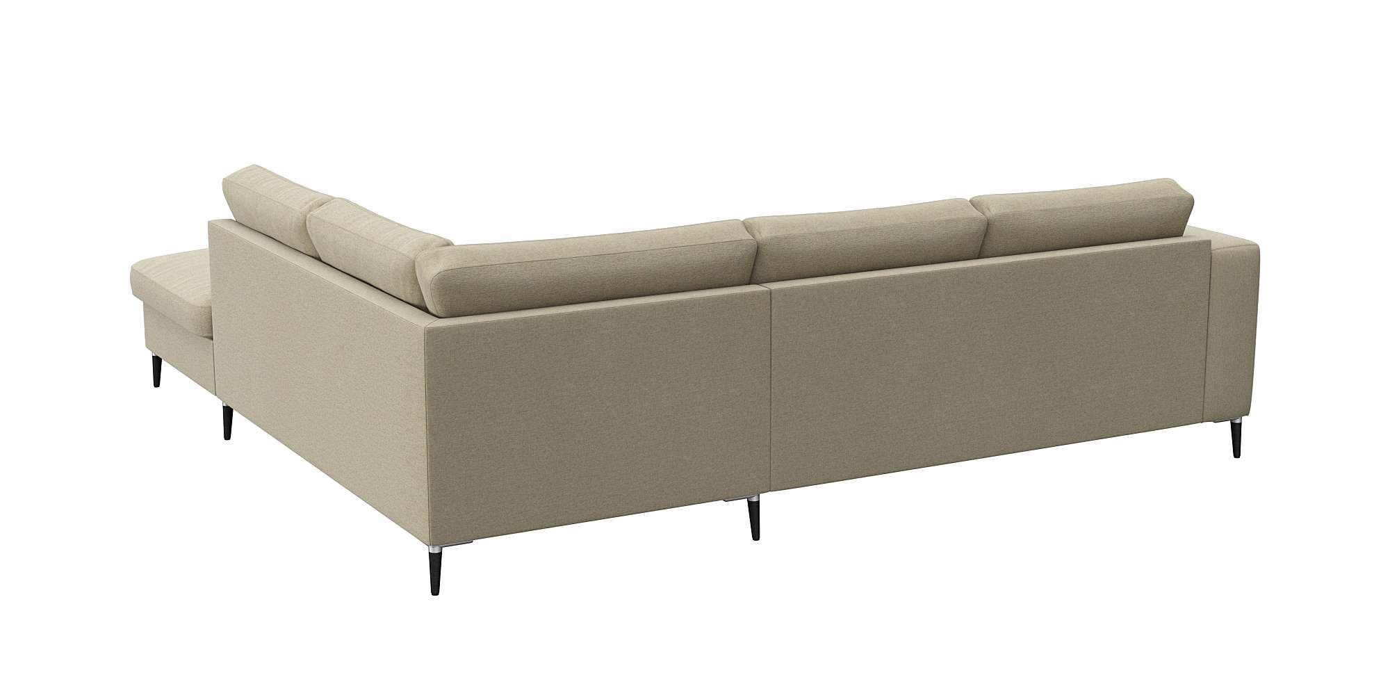FLEXLUX Ecksofa »Fiore, bequem und komfortabel, zeitlos, L-Form«, breite Armlehnen, Füße Alu/schwarz, B/T 241/225 cm, Kaltschaum im Sitz