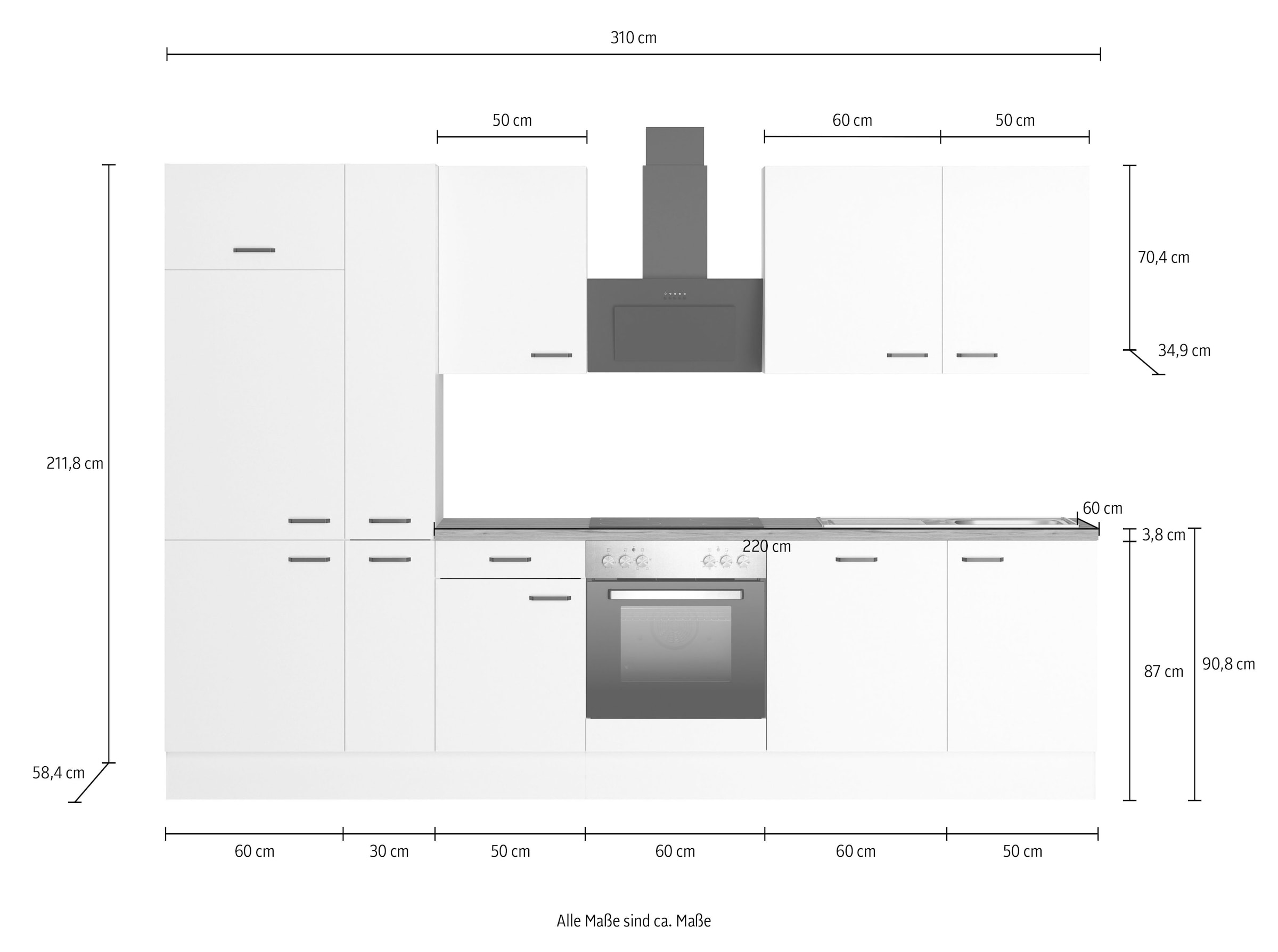KOCHSTATION Küchenzeile »KS-Paula«