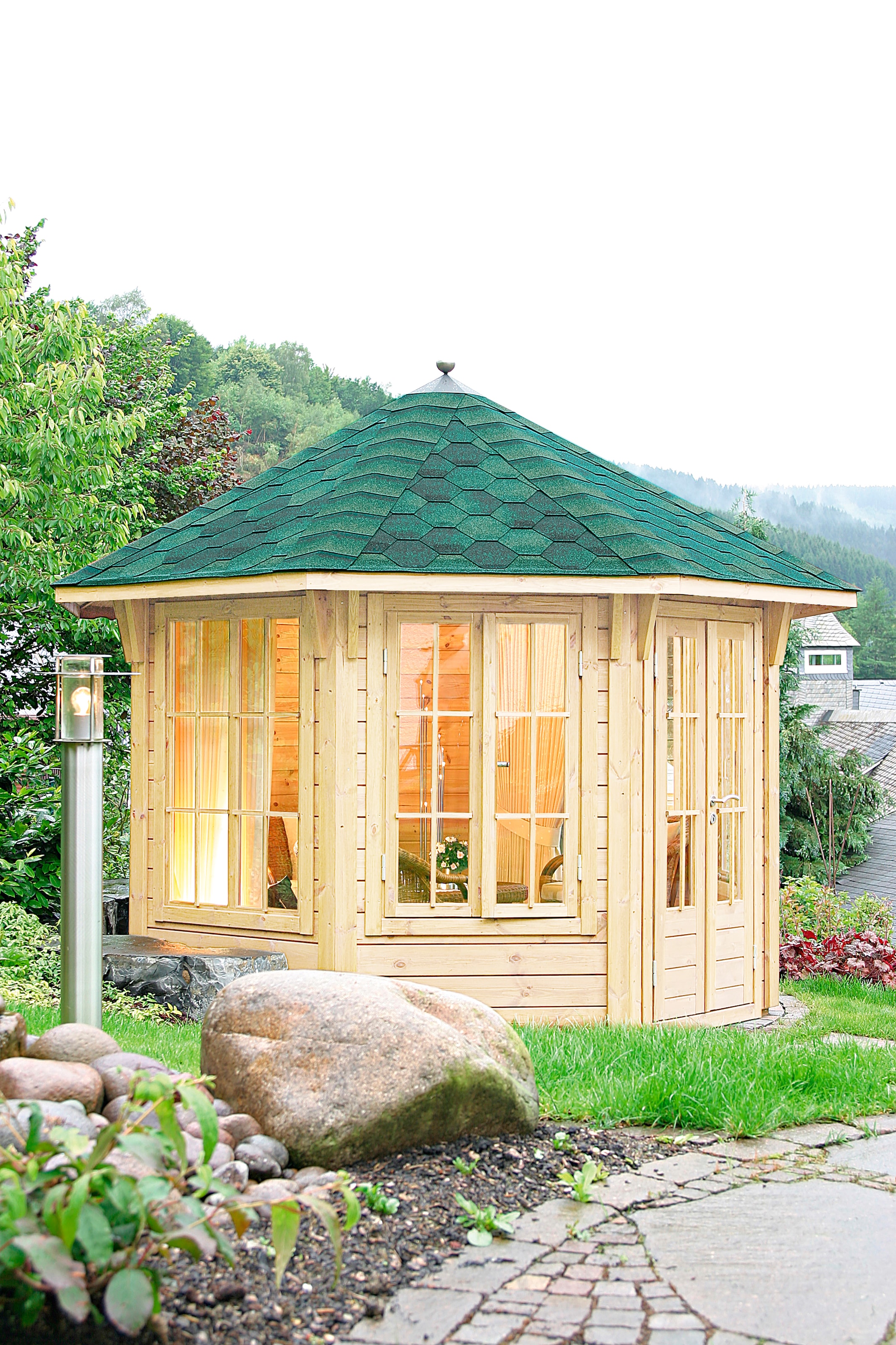 Wolff Holzpavillon »Capri 3.5«, (Set), BxT: 430x430 cm, mit Dachschindeln und Fußboden