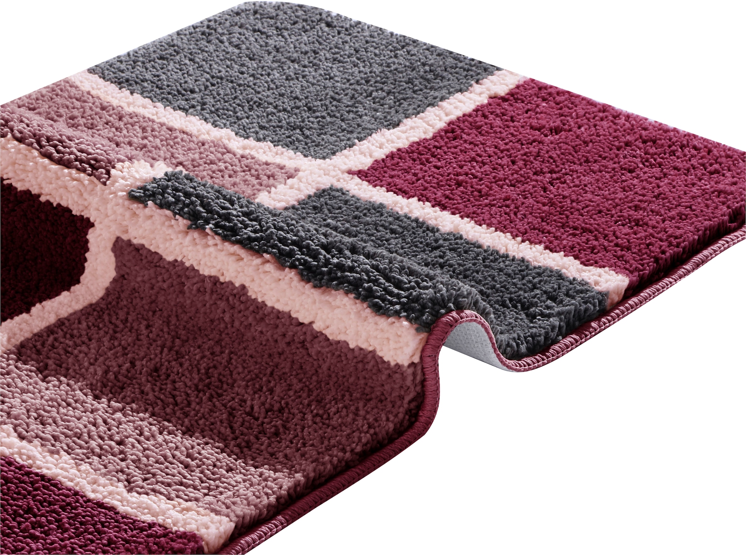 my home Badematte »Anna mit Kachelmuster, Badvorleger, Badezimmer Teppich, Duschvorleger«, rutschhemmend beschichtet, strapazierfähig, Badteppich, Hoch Tief Effekt, Modern, Weich