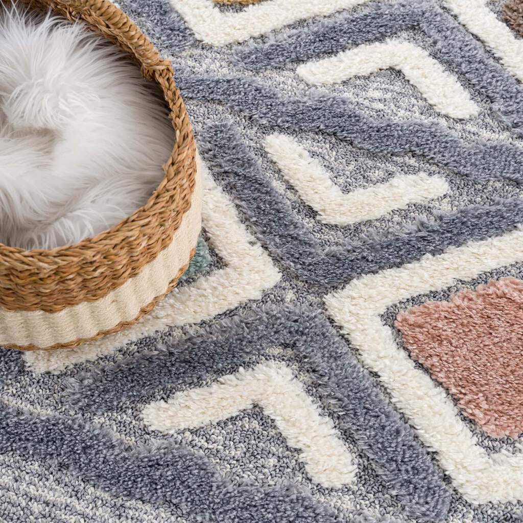 Carpet City Teppich »Focus 3382«, rund, Boho-Teppich, besonders weich, Hoch  Tief Struktur, Wohnzimmer | Shaggy-Teppiche