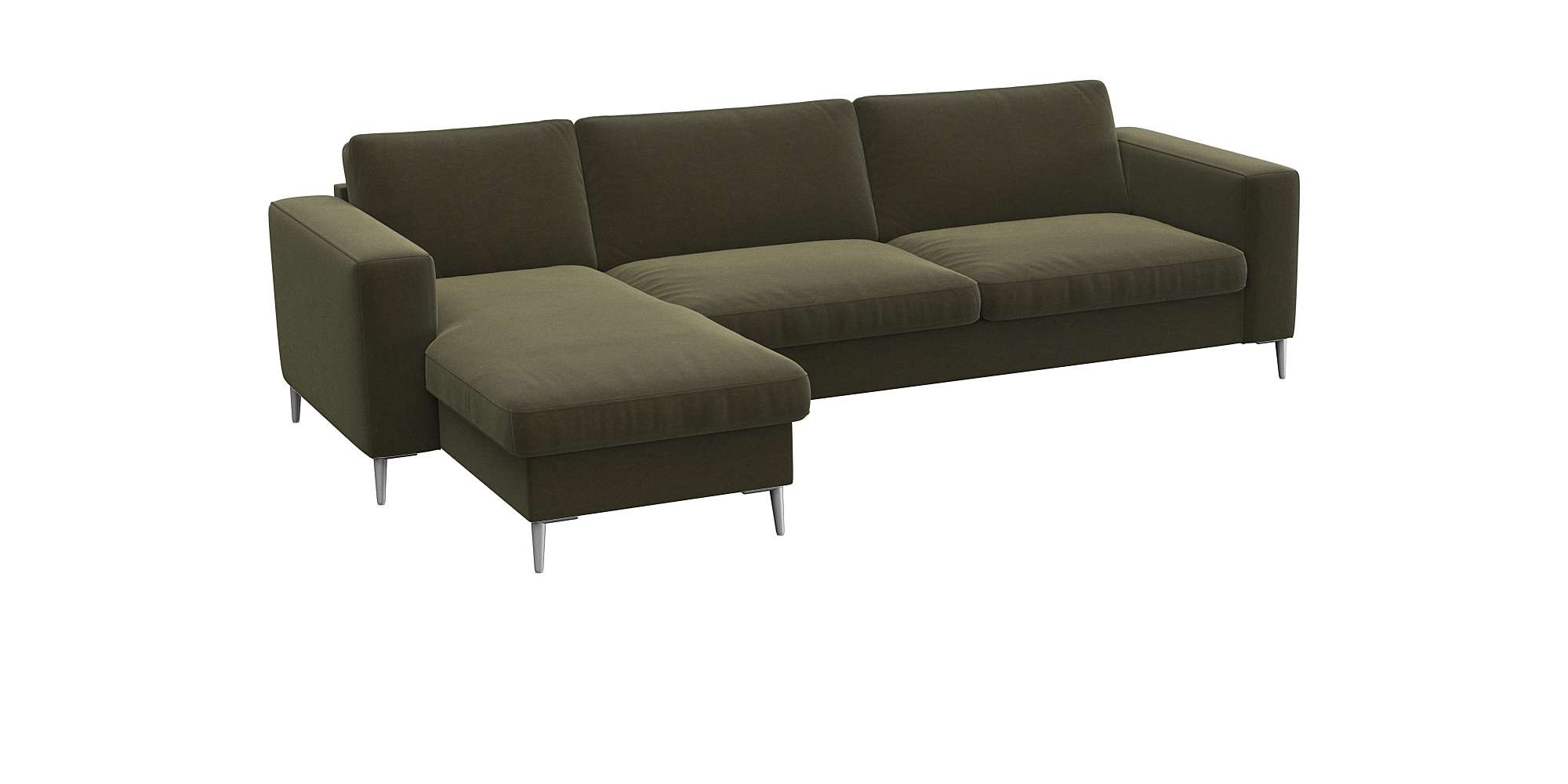 FLEXLUX Ecksofa »Fiore, super Sitzkomfort durch Kaltschaum im Sitz, L-Form«, breite Armlehnen, Kaltschaum, Füße Alu