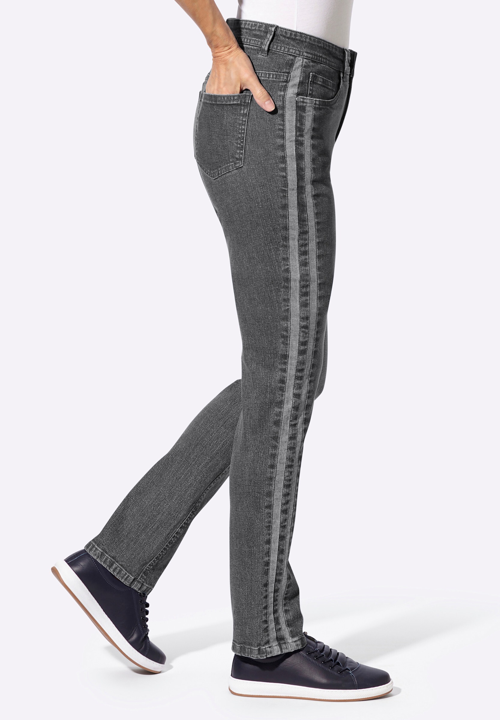 Witt Bequeme Jeans »Jeans Gerade Jeans mit seitlichen Kontraststreifen«