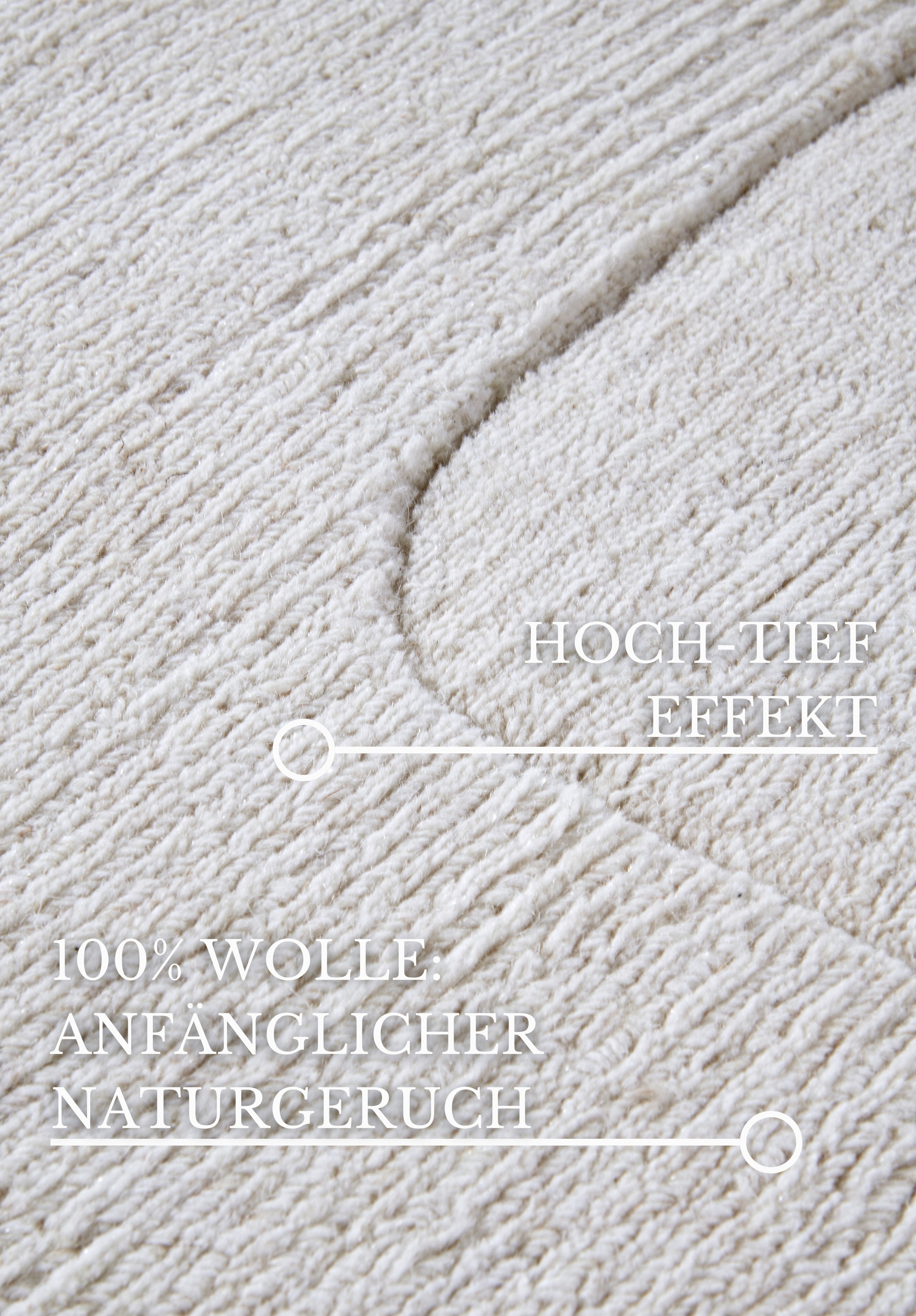 Villeroy & Boch Wollteppich »Charlotte«, rechteckig, 10 mm Höhe, Läufer, Handgewebt, Wolle, Natur, Läufer, Wohnzimmer, Geometrie